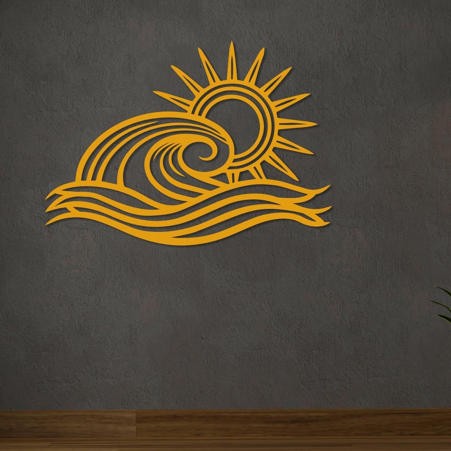 Wita Home Ocean Wave Metal Wall Art, Sun Beach Decor, Coastal Large Wall Sculpture for Home, Indoor/Outdoor Use, Nautical Wall Hanging, Eye-Catching Addition to Living Room (Red, 40 x 23 inches)