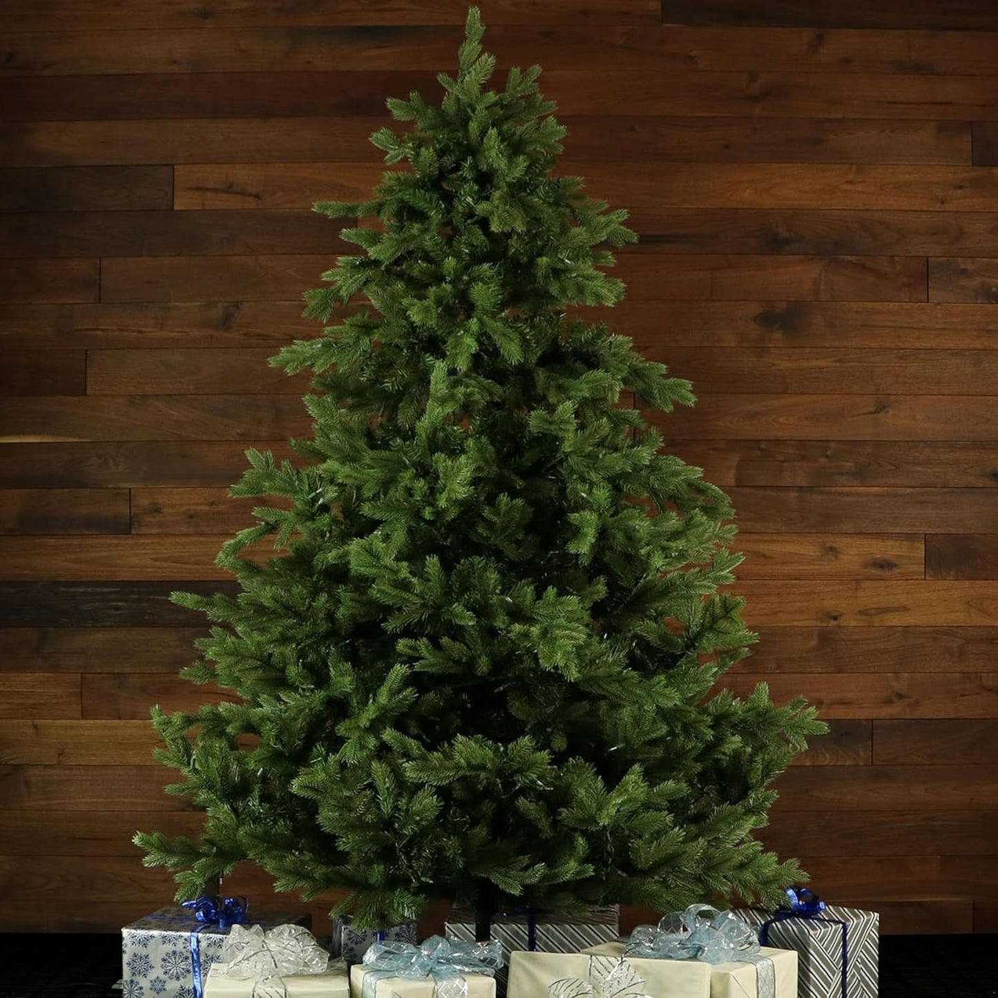 Fraser Hill Farm 10-Ft. Foxtail Pine Artificial Christmas Tree with Stand, Unlit Foldable Fake Tree with Realistic Foliage for Home Decoration