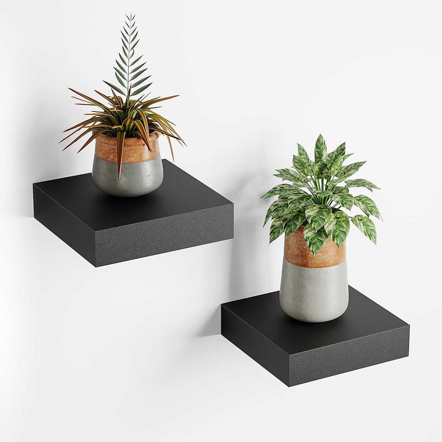 BAMEOS Small Floating Shelves for Wall, Small Black Shelf 5.9 * 5.7 Inch Display Ledges for Decor, Mini Shelf for Wall, Black