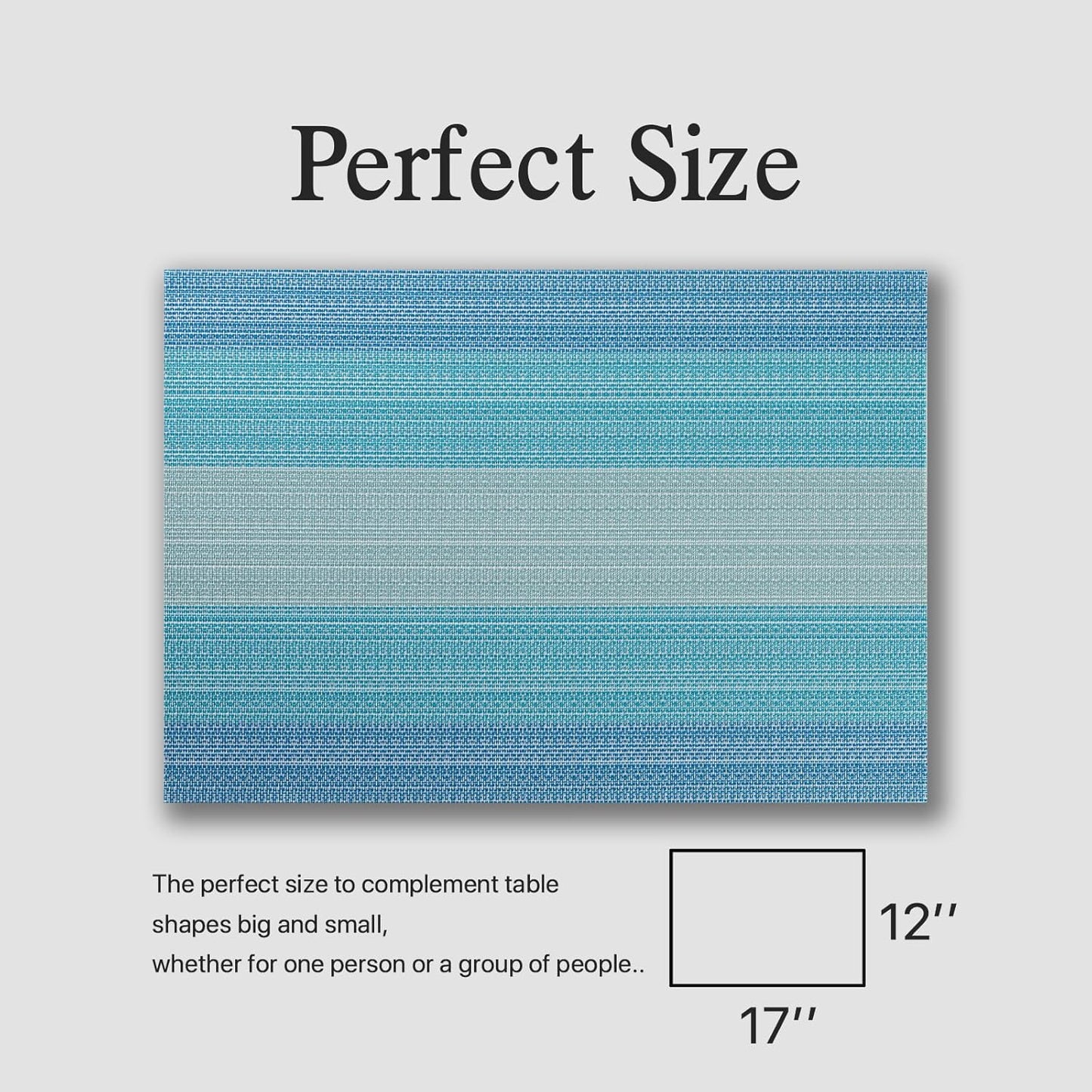 Placemats Set of 12 - Easy Clean Woven Vinyl Placemats for Dining Table, Indoor/Outdoor Place Mats, Washable PVC Table Mats（Ocean Geode）