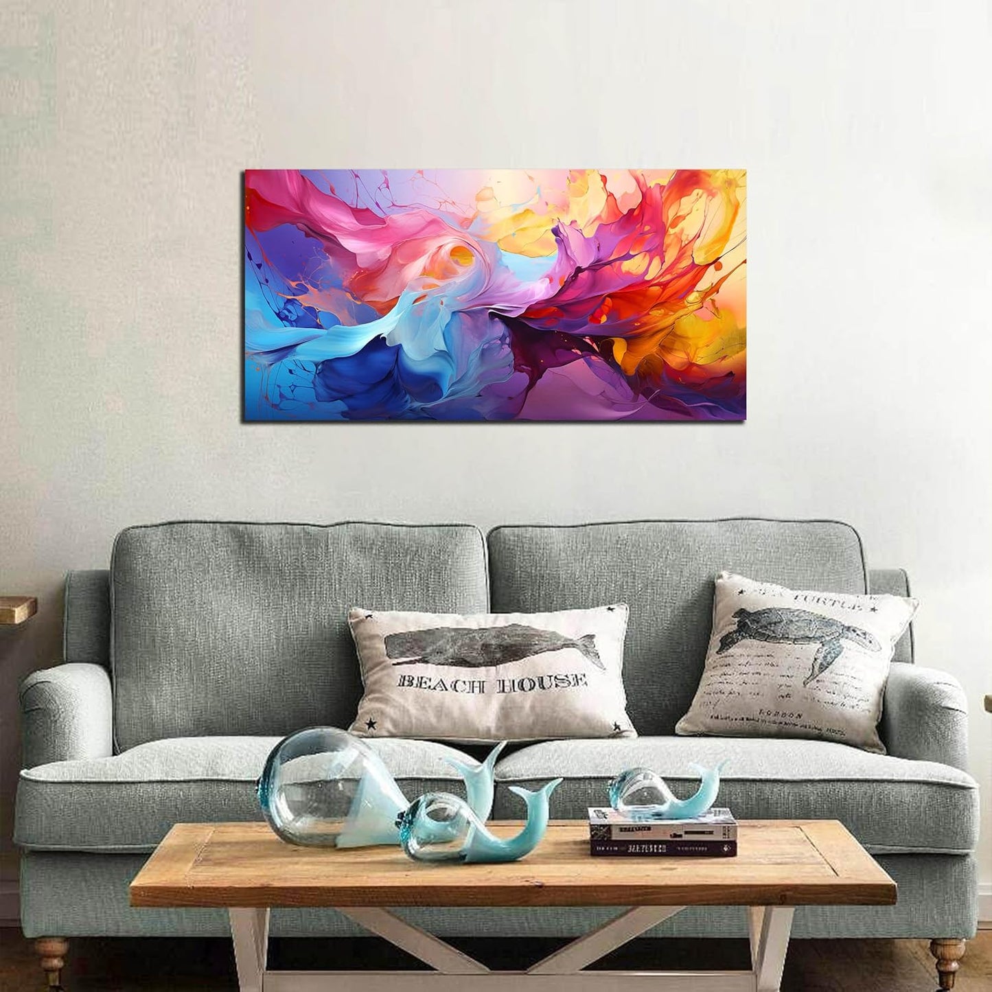 GUGIKA Abstract Wall Art for Living Room, Colorful Canvas Wall-Art for Bedroom, Print Paintings, Size 20x40 Inches