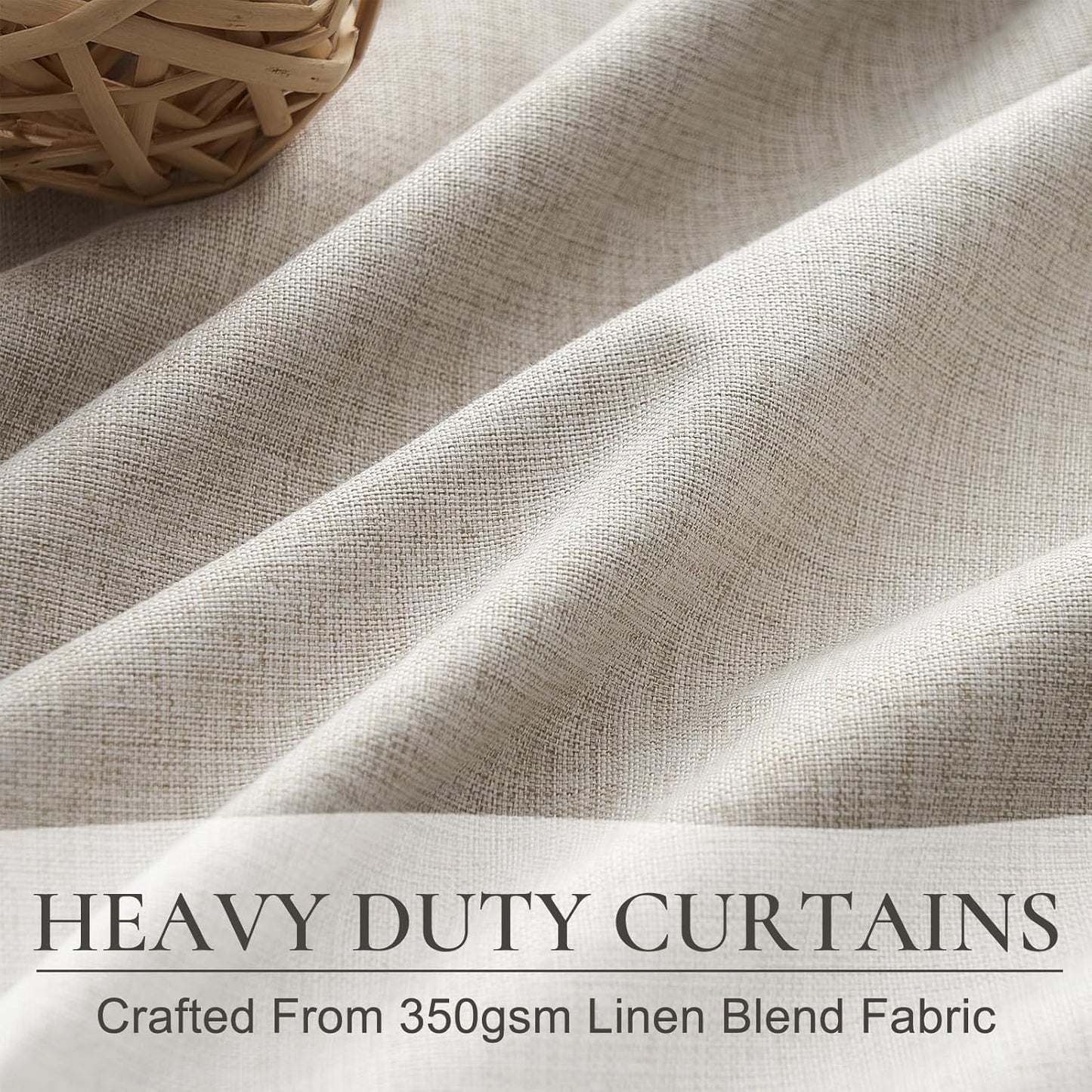 Curtains 70 Inch Length Wide Pinch Pleated Black Out Curtains 84 Inch Long for Living Room, Farmhouse Natural Linen Thick Burlap Boho Bedroom Heavy Insulated Window Drapes 70"W x 84"L x 2Panels