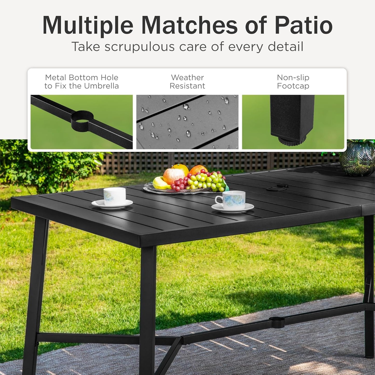 PHI VILLA 7 Piece High Top Patio Bar Set, Outdoor Bar Height Table and Chairs Dining Furniture Set with 6 Outdoor Swivel Bar Stools Grey & 1 Patio Bar Table for Garden, Yard, Terrace