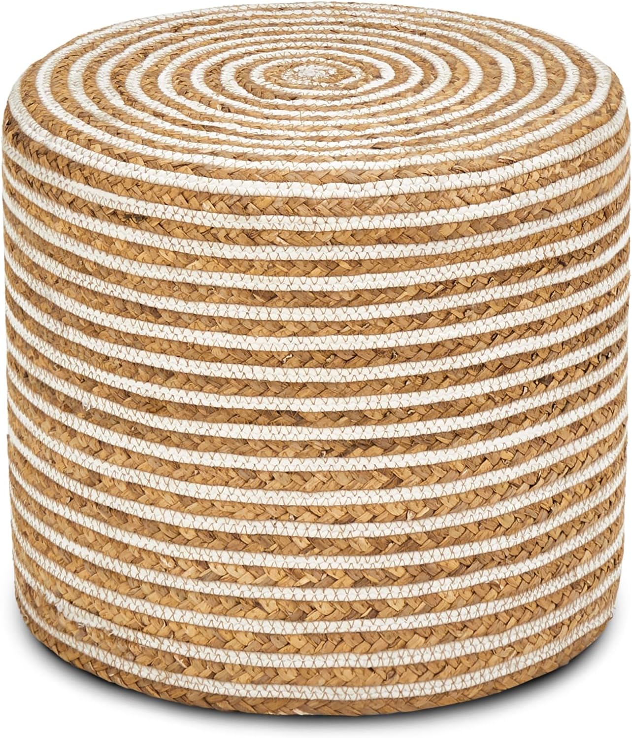 Cplxroc Ottoman Poof, Natural Seagrass Poufs, Hand Weave Round Footstool, Pouffe Accent Chair, Home Decorative Seat, Boho Deco Floor Chair for Living Room, Bedroom (18inch 68LI)