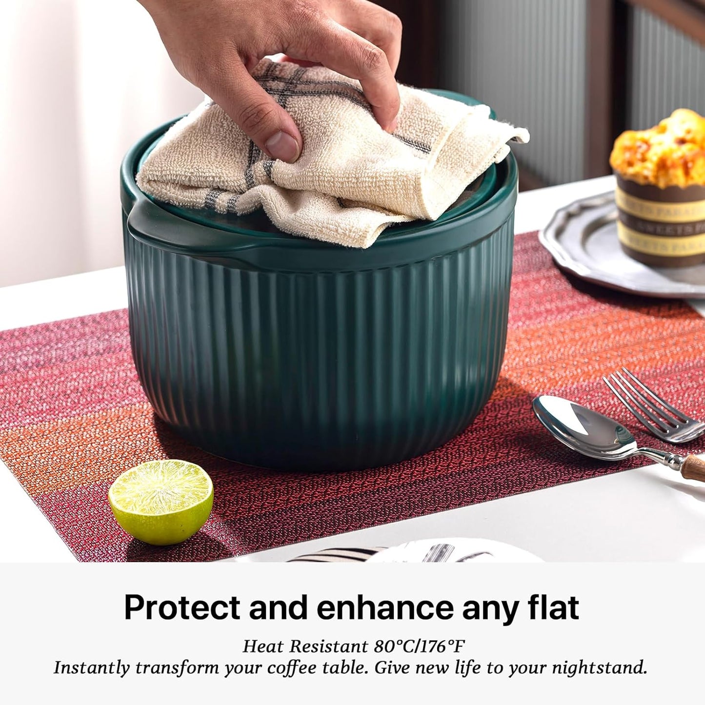 LEXMORE Placemats Set of 8 Vinyl/Plastic Woven Place Mats for Kitchen Table Indoor/Outdoor Washable Placemat Wipeable Dining Table Mats(Pomegranate Parade)