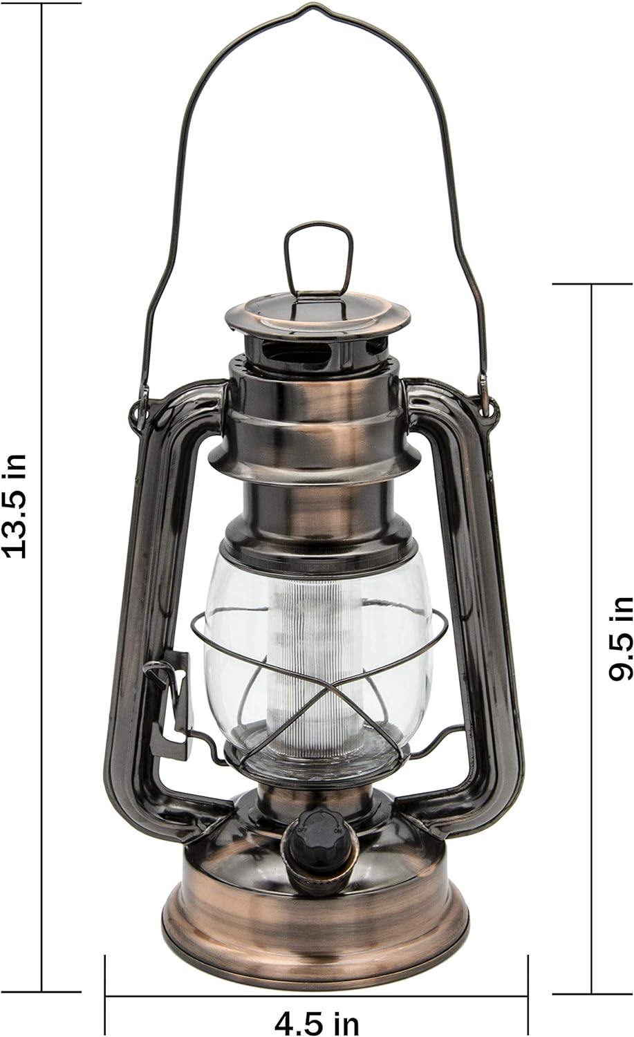 YAKii LED Vintage Lantern Metal Hanging Hurricane 12 LED Dimmer Switch Cold White Battery Operated Power Outage Indoor Camping Lighting Outdoor Brooklyn (Copper 2 Pack)