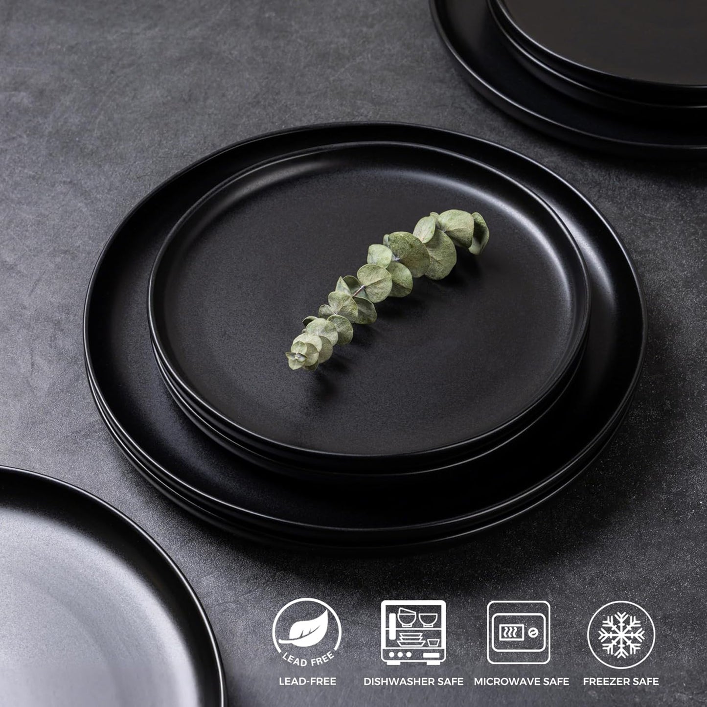 AmorArc Ceramic Dinnerware Sets, Wavy Rim Stoneware Plates and Bowls Sets, Highly Chip and Crack Resistant | Dishwasher & Microwave & Oven Safe Dishes set, Service for 6 (18pc)