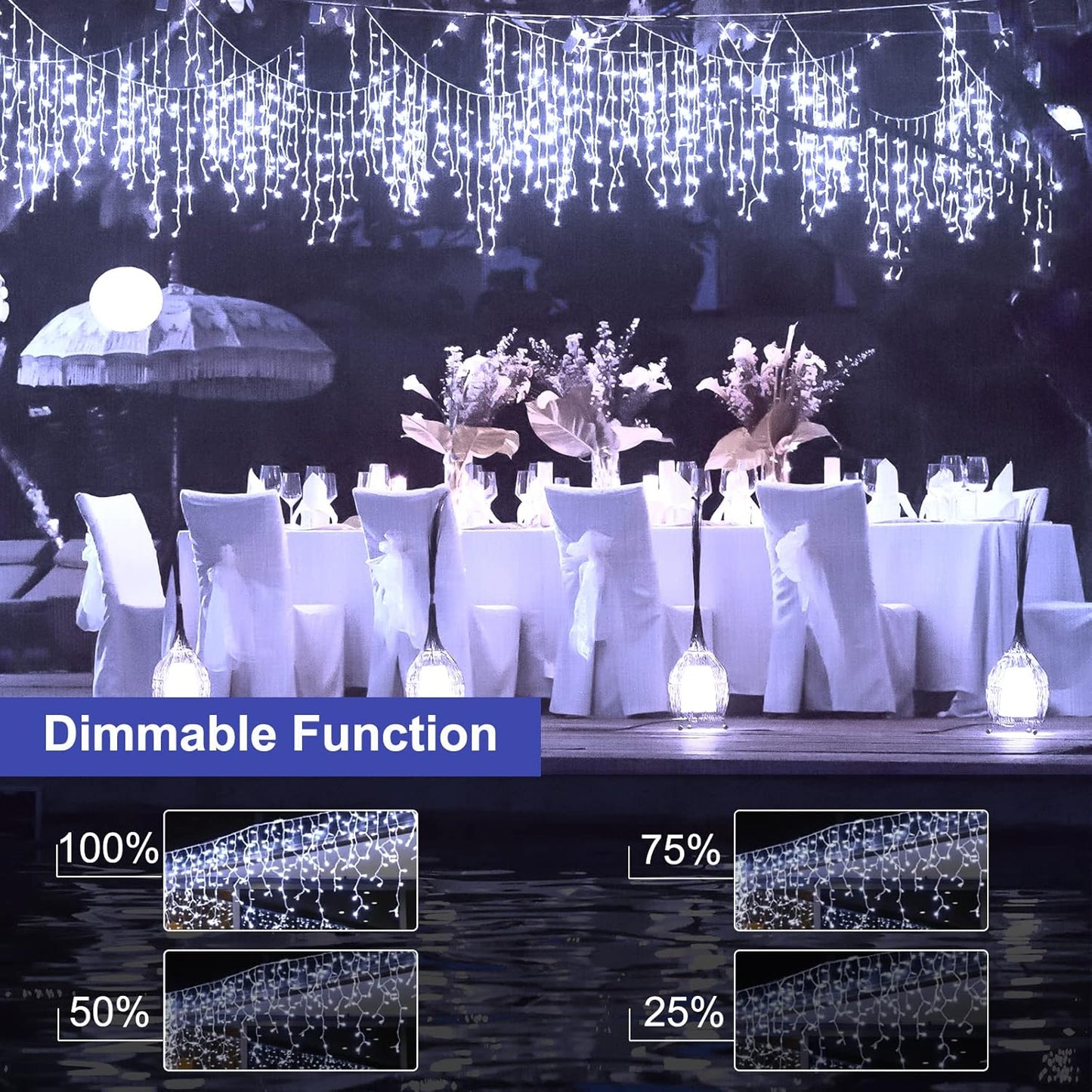 Icicle Lights Outdoor, 40Ft White Christmas Lights with 81 Drops and 432 LED Icicle Drops, Remote and Timer Controlled, Perfect for House Eaves and Wedding Decor, Pure White