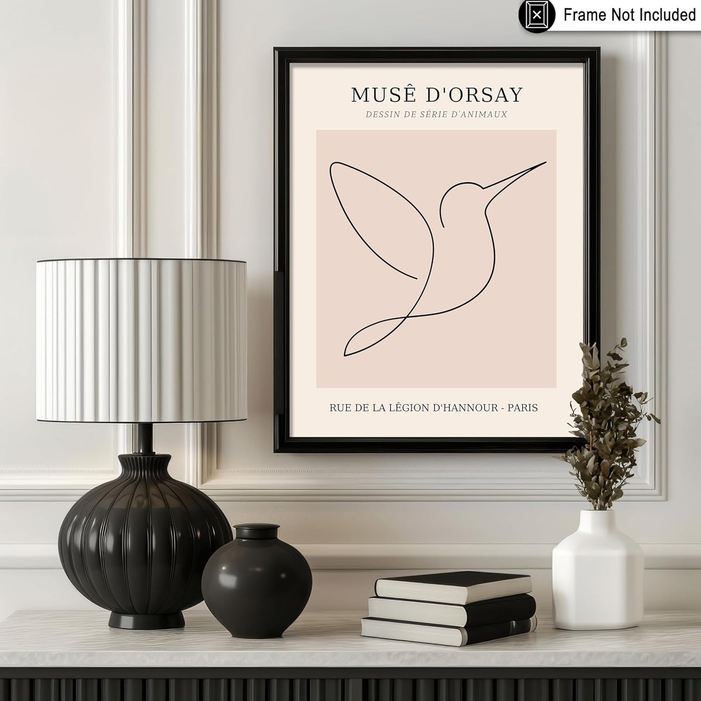 Poster Master Vintage Poster - Retro One Line Hummingbird Drawing Print - Bird Line Art - Minimal Gift for Him, Her, Animal Lover - Abstract Decor for Home, Office - 11x14 UNFRAMED Wall Art
