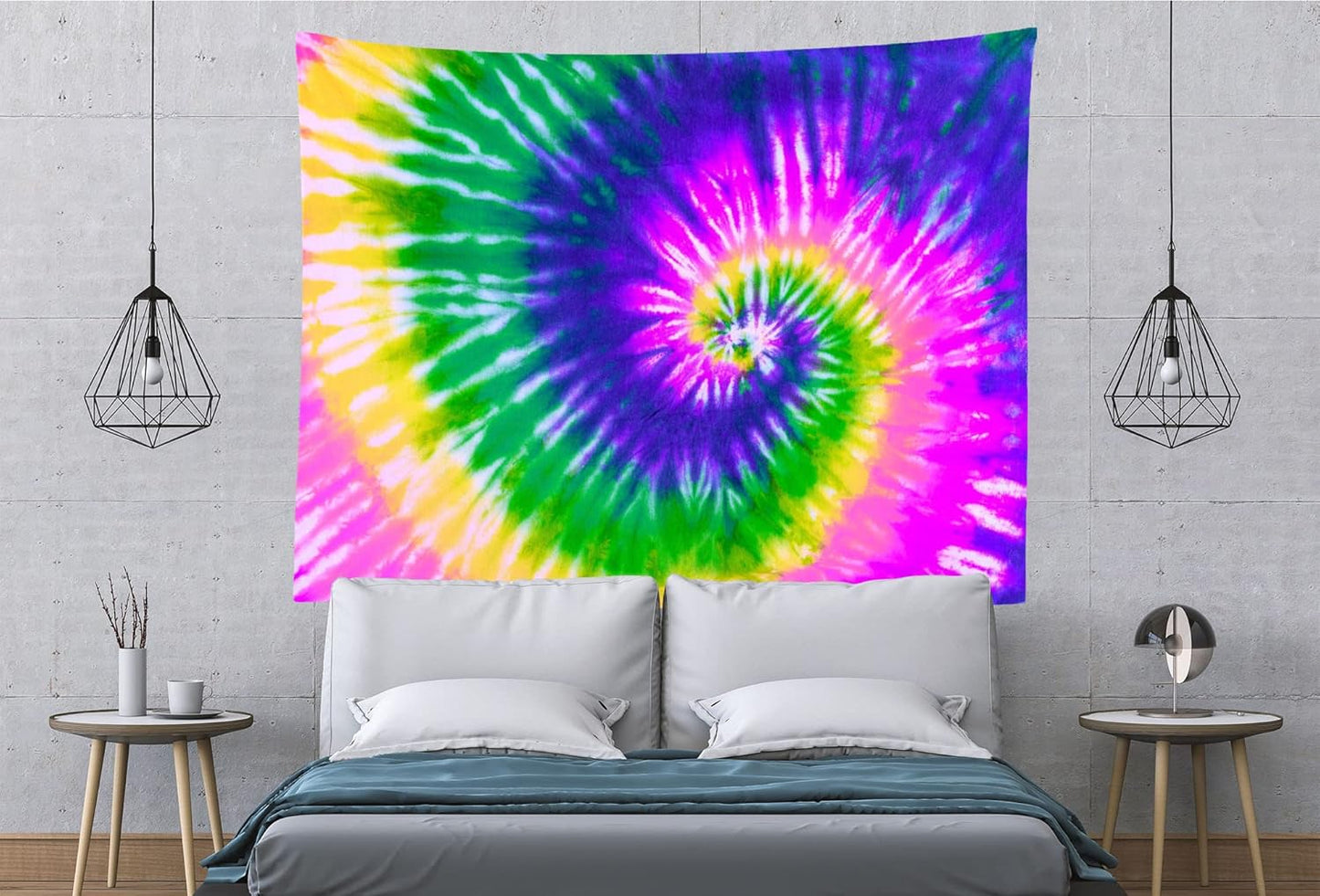 BELECO Tie Dye Tapestry Fabric Wall Hanging 92x70 Inch Hippie Tapestry 60's Tie Dye Wall Decor Watercolor Rainbow Spiral Tie Dye Art Tapestries for Bedroom Living Room Dorm Home Decor