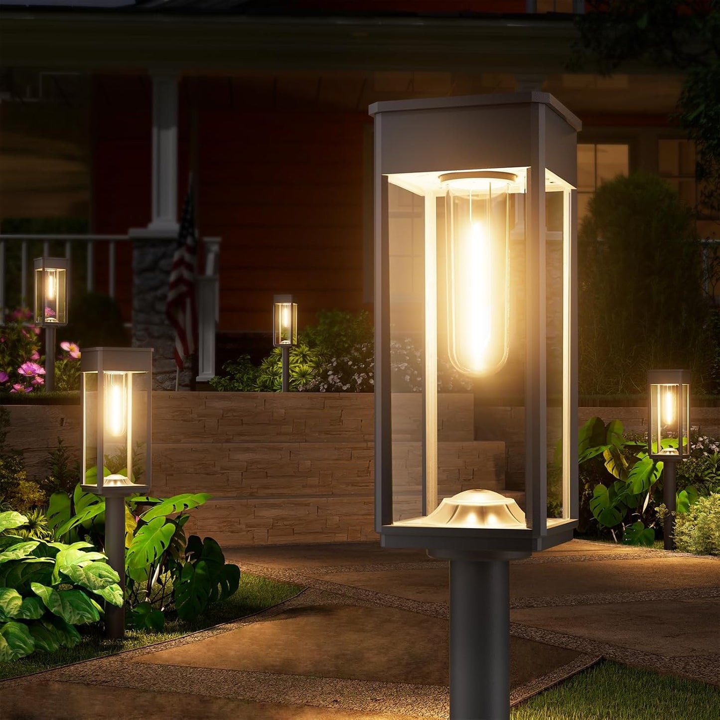 Solar Pathway Lights Outdoor, 4 Pack Garden Lights IP65 Waterproof, Bright Solar Powered for Outside Yard Path Lawn Walkway Driveway Lighting Landscape Decor (Warm White)