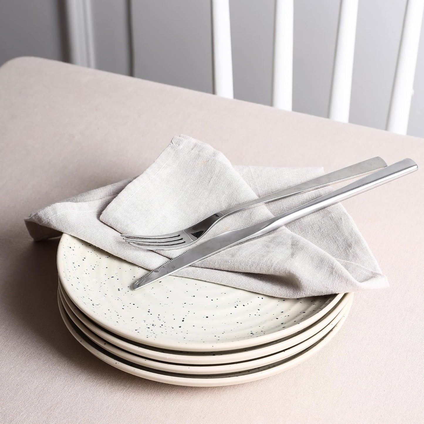 Stone Lain Dua 4-Piece Salad Plate Set Stoneware, White