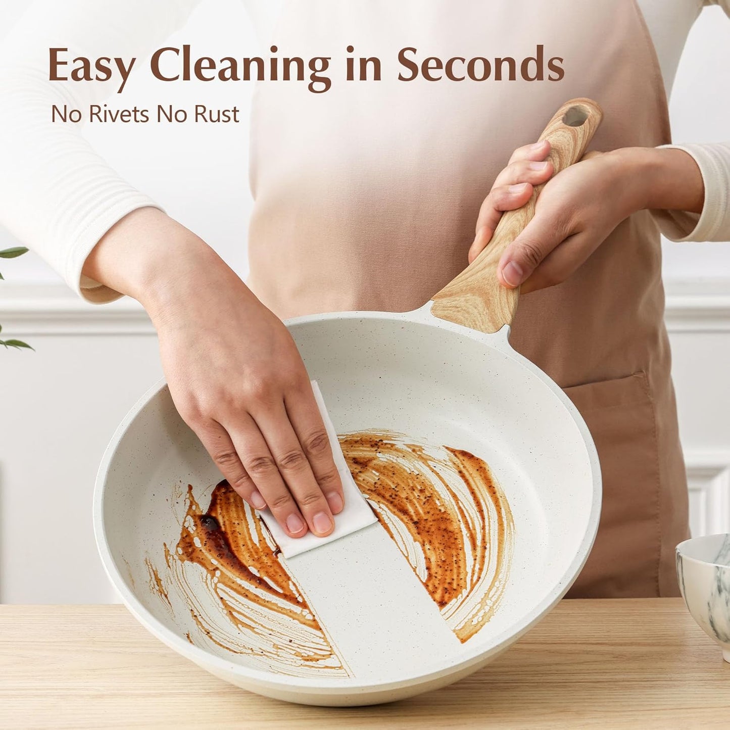 SENSARTE Nonstick Ceramic Frying Pan Skillet with Lid, 12.5 Inch Omelet Pan, Healthy Non Toxic Chefs Pan, Induction Compatible Egg Pan with Heat Resistant Handle, Free of Intentionally Added PFAS/PTFE