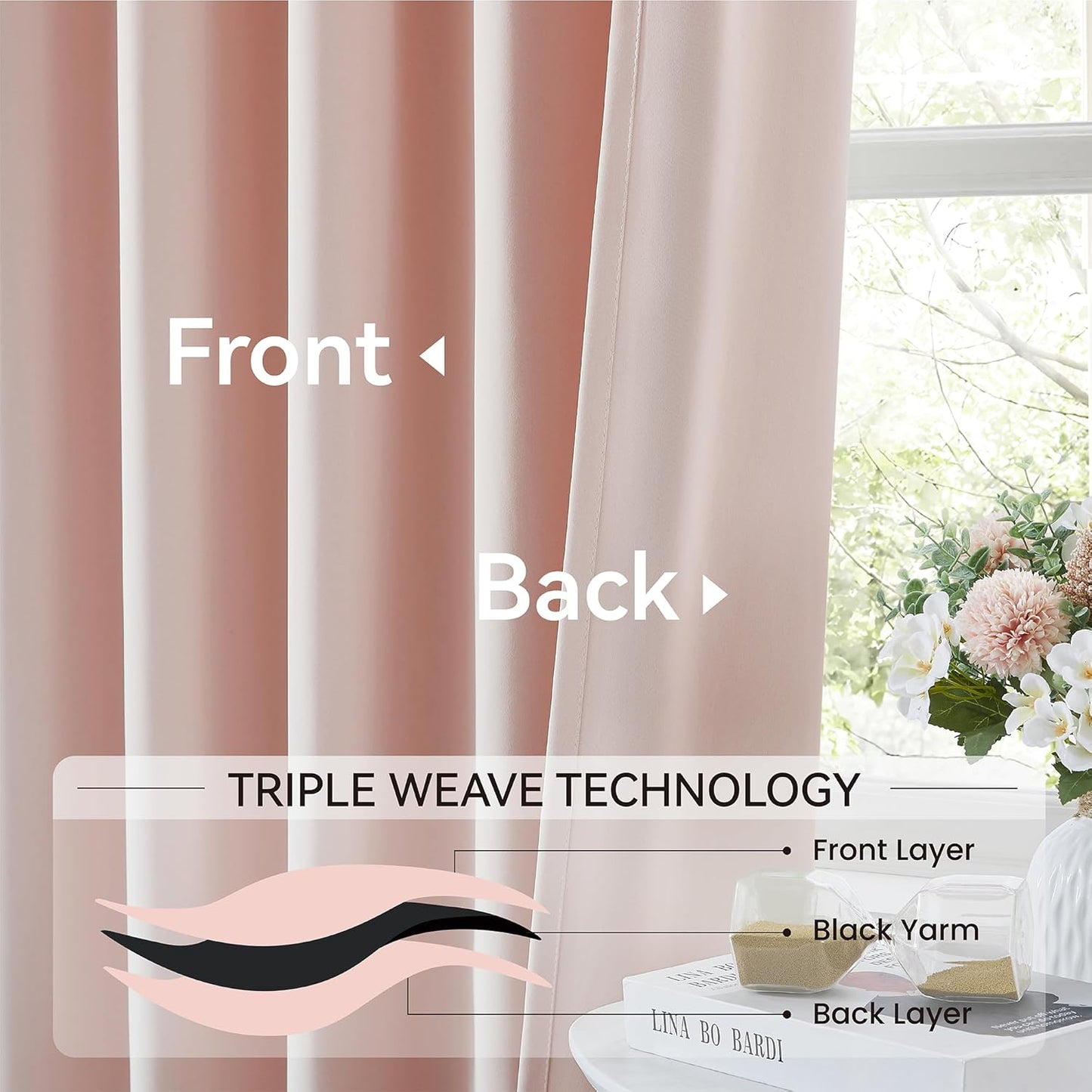 KangBang Baby Pink 102 Inch Long Curtains for Girls' Bedroom, Pinch Pleat Blackout Drapes Light Blocking Soft Modern Window Panels for Nursery Playroom with Hooks, W40xL102,2 Panels