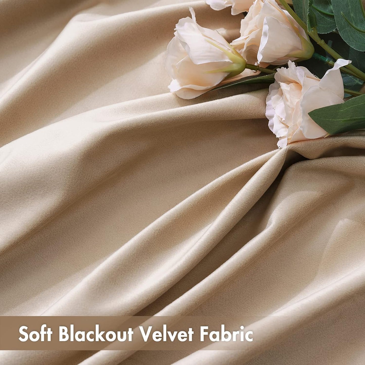 MIULEE Camel Beige Velvet Curtains Thermal Insulated Blackout Curtain Drapes for Bedroom Living Room Darkening 72 Inches Long Curtains Panels Rod Pocket Set of 2