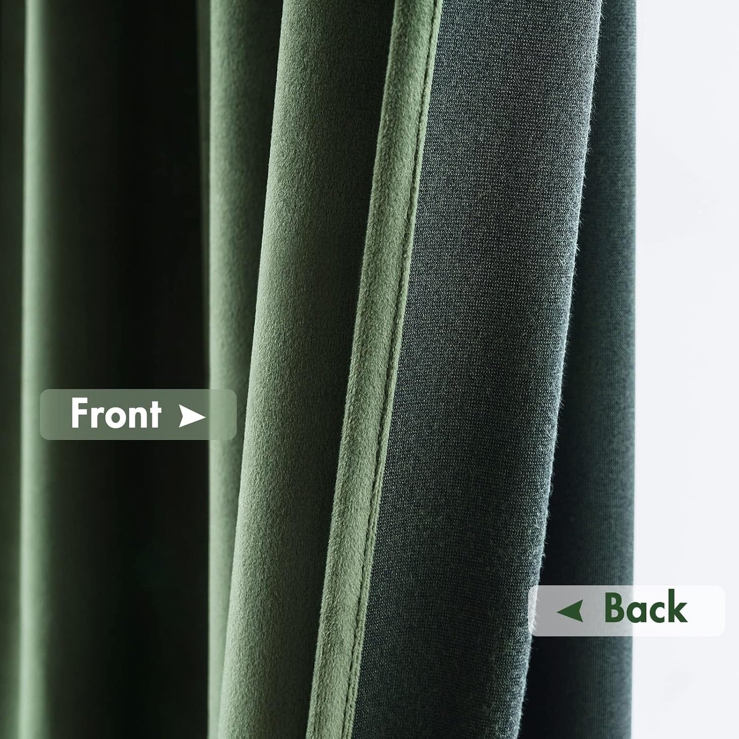 MIULEE Olive Green Velvet Curtains Thermal Insulated Blackout Curtain Drapes for Bedroom Living Room Darkening 63 Inches Long Curtains Panels Rod Pocket Set of 2