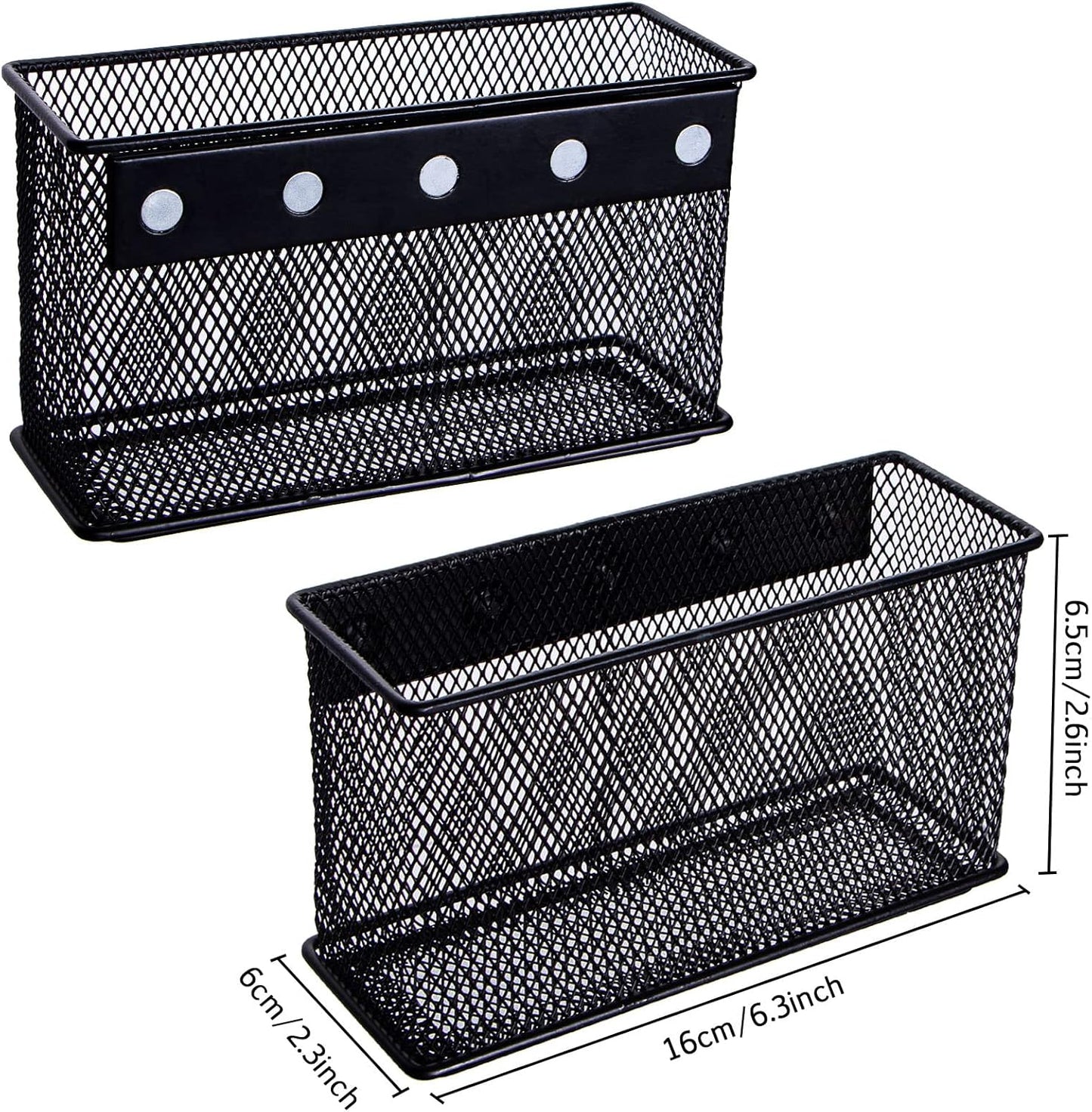 dedoot Magnetic Basket for refrigerator Storage Magnetic Pencil Holder Basket Mesh Black Strong Magnetic Pen Holder for Refrigerator,Whiteboard, Locker, Home and Office Organizer, 6.3x2.3x3.6inch