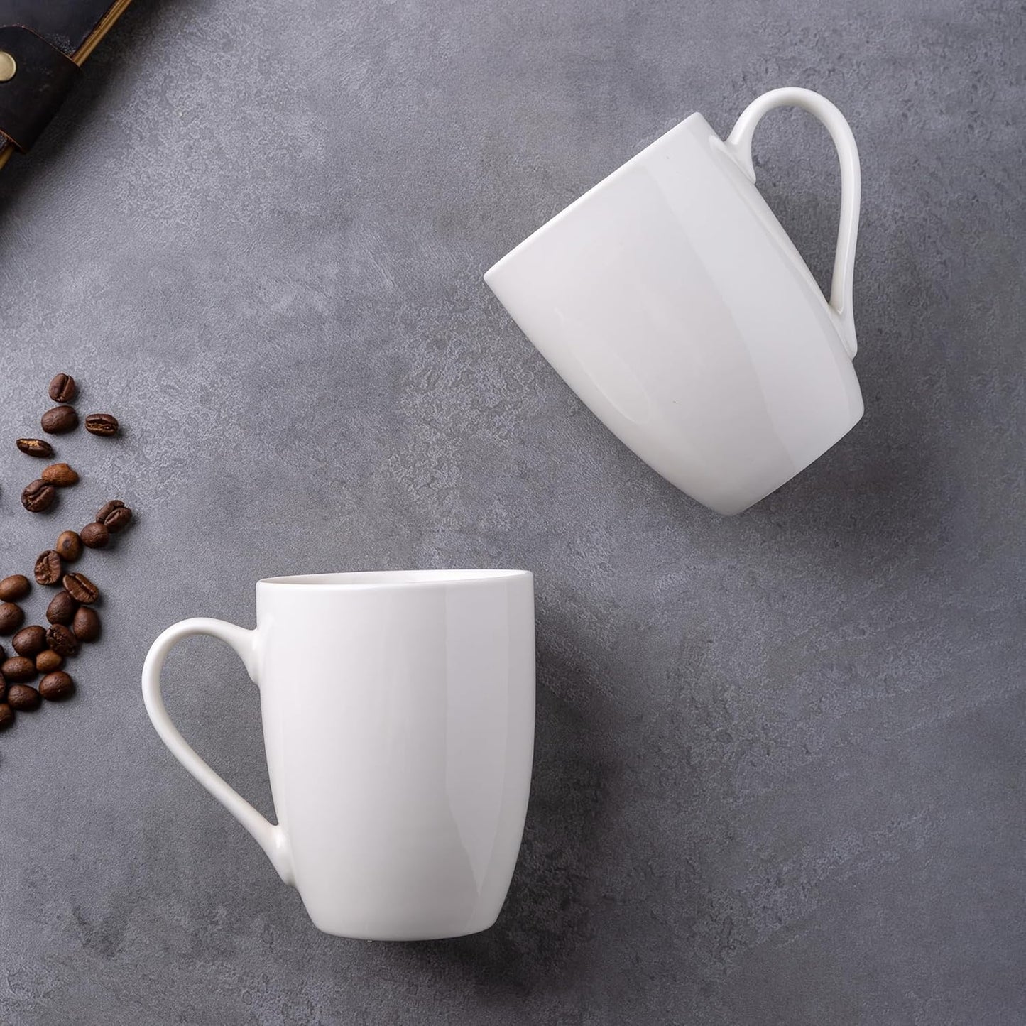 GBHOME 16oz Coffee Mugs Set of 6, Large Ceramic Coffee Mugs for Man, Woman, Dad, Mom, Modern Coffee Mugs Set with handle for Tea/Latte/Cappuccino/Milk/Cocoa. Dishwasher&Microwave Safe,White