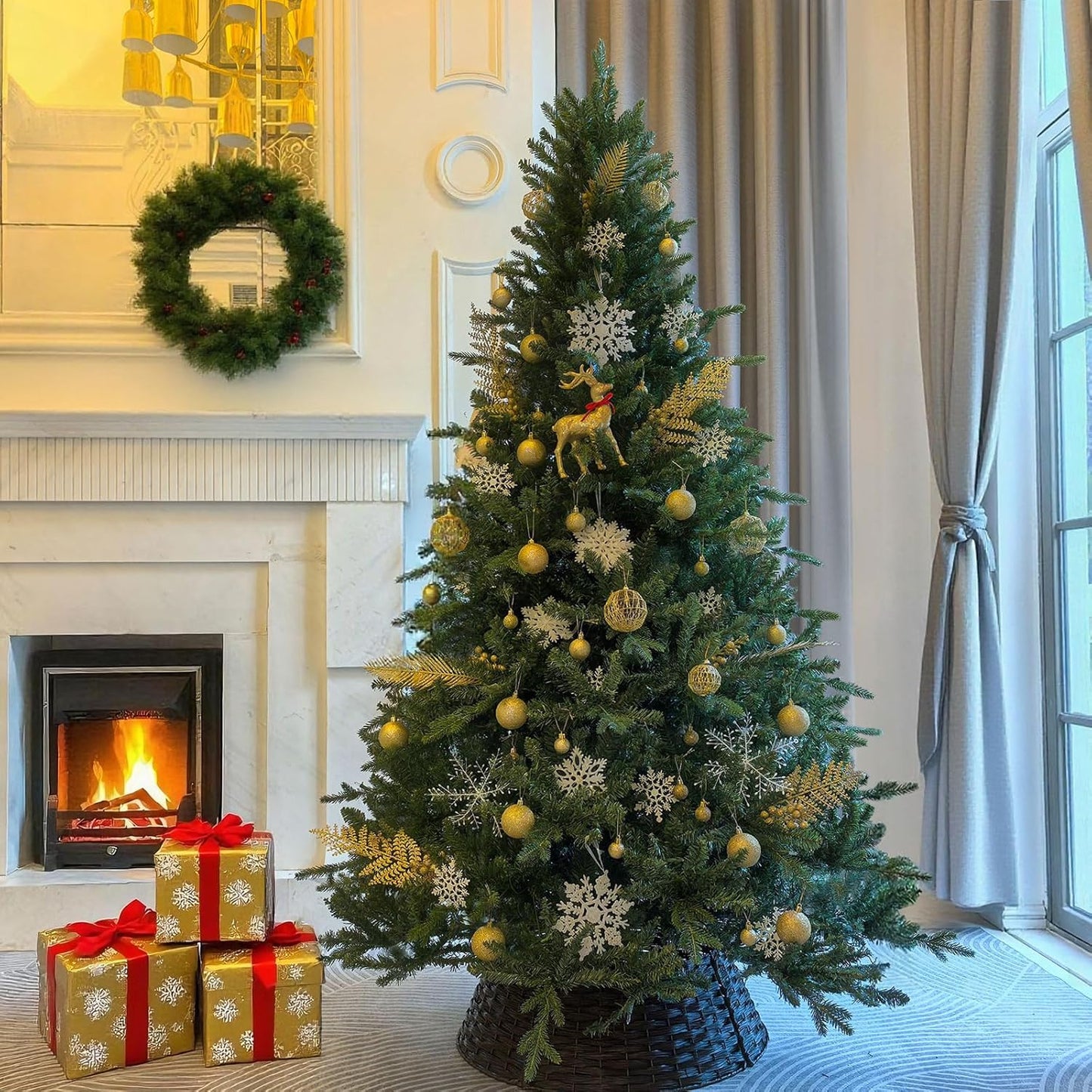 4FT Artificial Christmas Tree with 668 PE&PVC Mixed Branch Tips, Unlit Hinged Premium Spruce Fake Xmas Trees, Green, Foldable Base