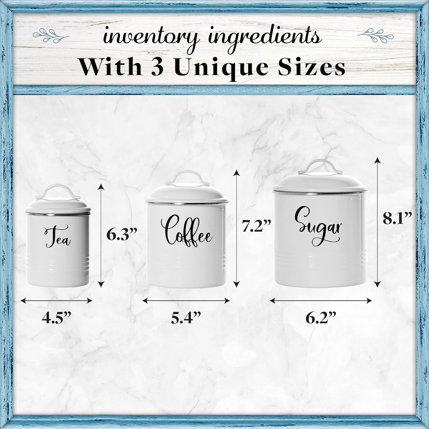 Home Acre Designs Food Storage Containers Set with Lids, Farmhouse Home Kitchen Decor Rustic Vintage Canisters