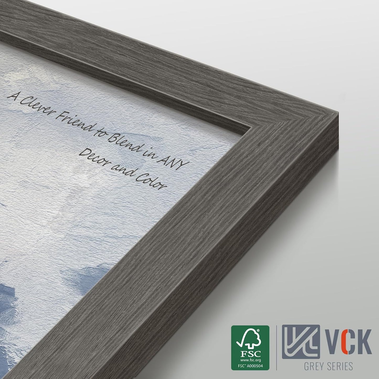 VCK 14x24 Frame 3 Pack, Gray Solid Wood Picture Frame, Exclusive Wood Grain, Wall Gallery Frame