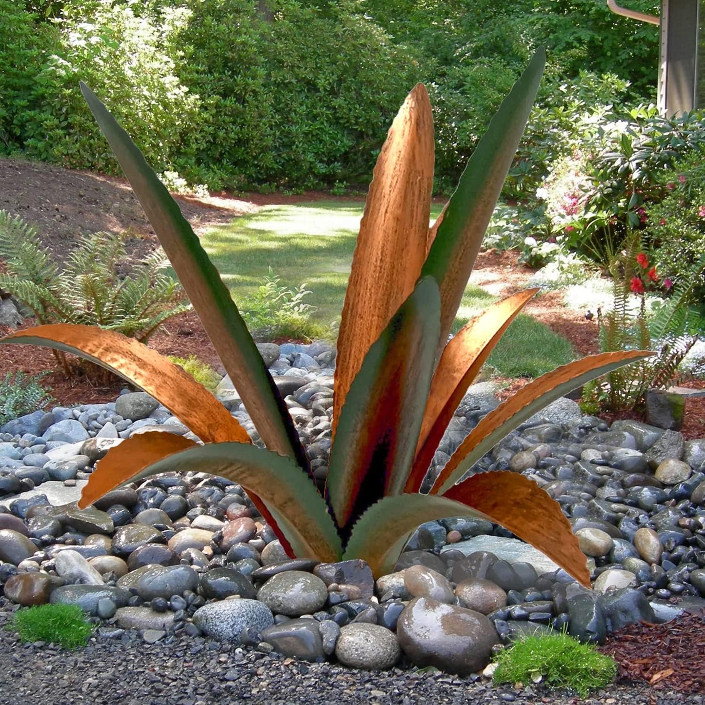 DIY Metal Agave Plant Art Yard Tequila Art Sculpture, Tequila Rustic Garden Sculpture Statue Outdoor Decor,Agave Metal Plants for Yard, Garden Lawn Ornaments (9 Leaves -Green)