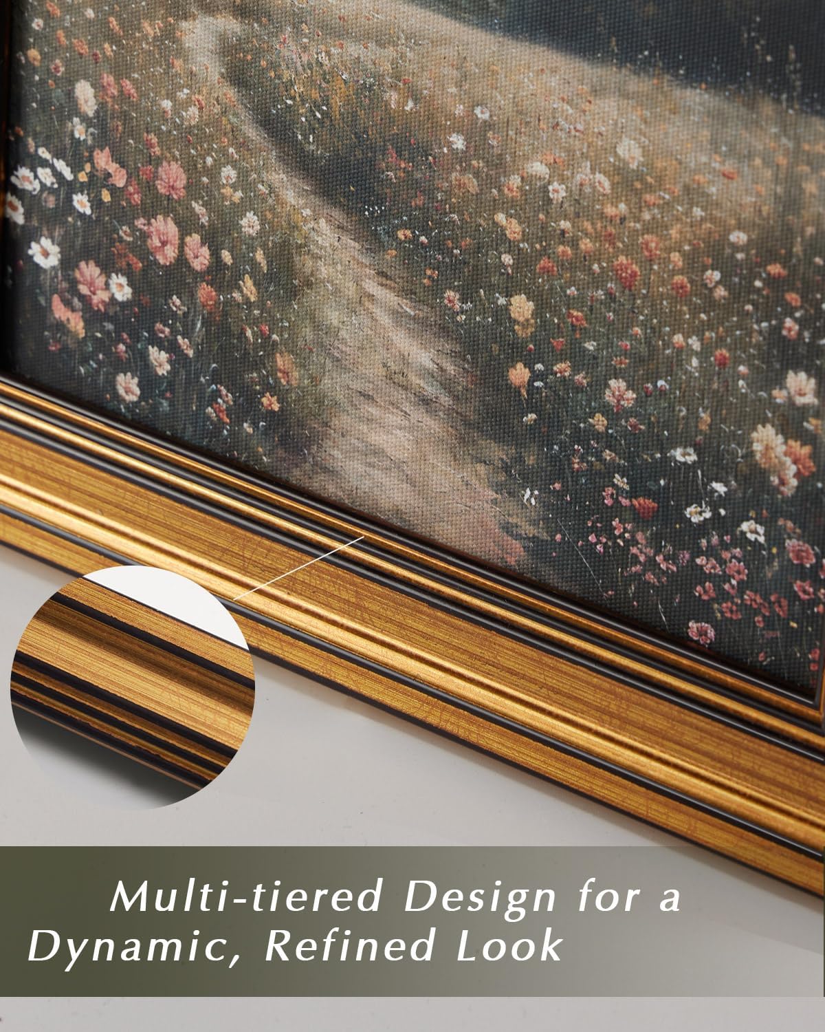 HUARCEY Gold Framed Wall Art for Living Room, Olive Skewers Painting Prints, Vintage Wall Decor for Kitchen, Minimalism Bedroom Wall Art for Home Office A string of olives 10L x 8W