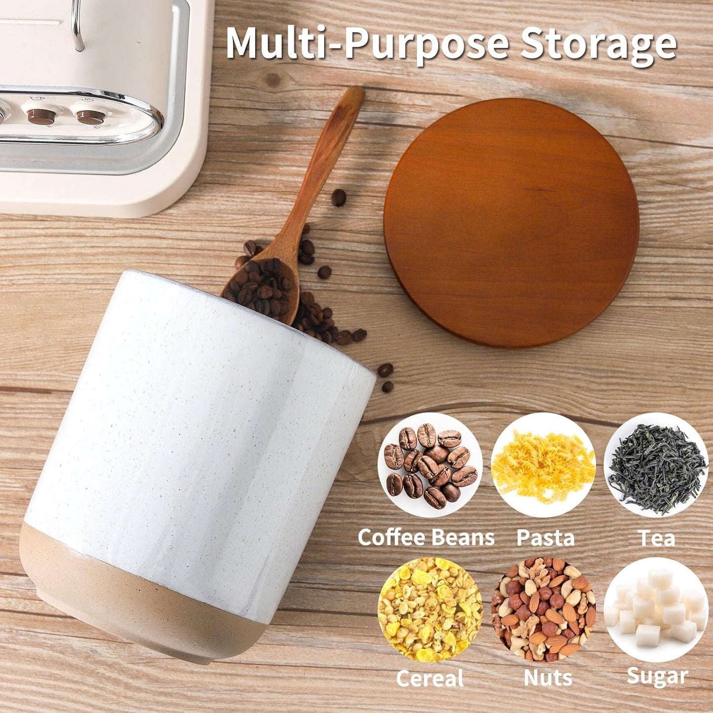 Hasense Ceramic Canister with Airtight Lid for Kitchen Counter, 80 Ounce Large Ceramic Food Storage Jar with Seal Ring for Serving Flour, Grain, Cereal, Pasta, Coffee, Sugar and Tea, Greyish White
