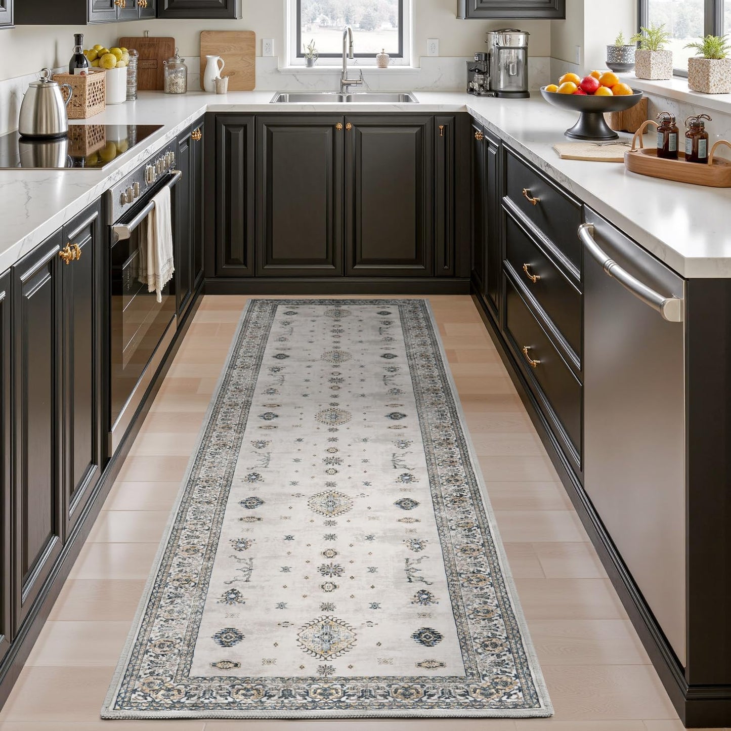 AMOAMI Vintage 2X6 Runner Rug Non Slip Soft Runners for Hallways Machine Washable Hallway Runner Bedside Rugs for Bedroom Long Rug for Hallways Entryway Laundry Room Kitchen Bathroom