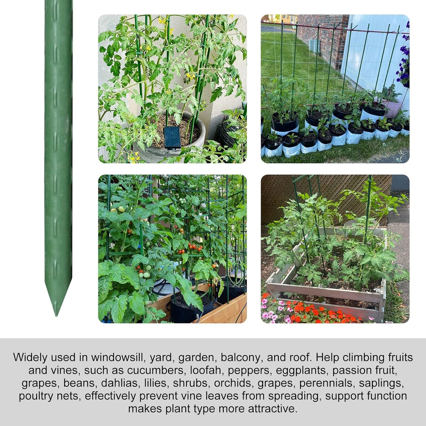 Garmeinea Garden Stakes 30 Inches Plastic Coated Steel Plant Stakes for Growing Climbing Plants, Pack of 25