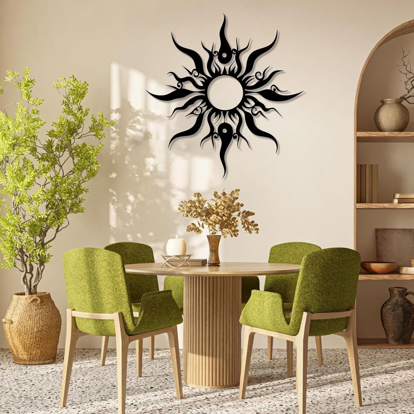 Hotuijxca Metal Wacky Sun Wall Art, Wacky Sun Metal Decor for Livingroom, Bedroom (Gold, 19"x18"/47x45cm, metal wall art)