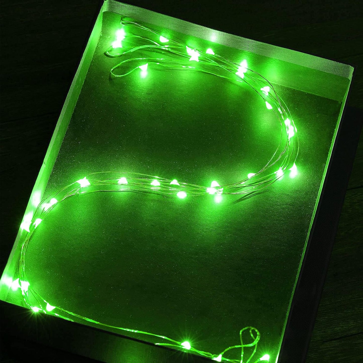 Mini St. Patrick's Day Fairy Lights Battery Operate, 4 Pack Copper Wire 3*AAA Battery Powered Led Starry Fairy String Lights for Bedroom, Christmas, Party, Wedding, Decoration(5m/16ft Green)