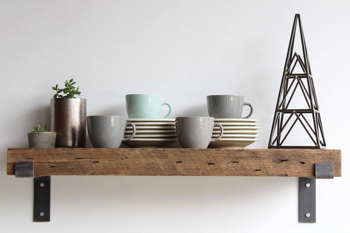 Urban Legacy Reclaimed Barn Beam Deep Shelves | Deep Shelves with Brackets Included, Set of 2 | (Natural Full Profile Bracket, 36" x 11.5" x 3")