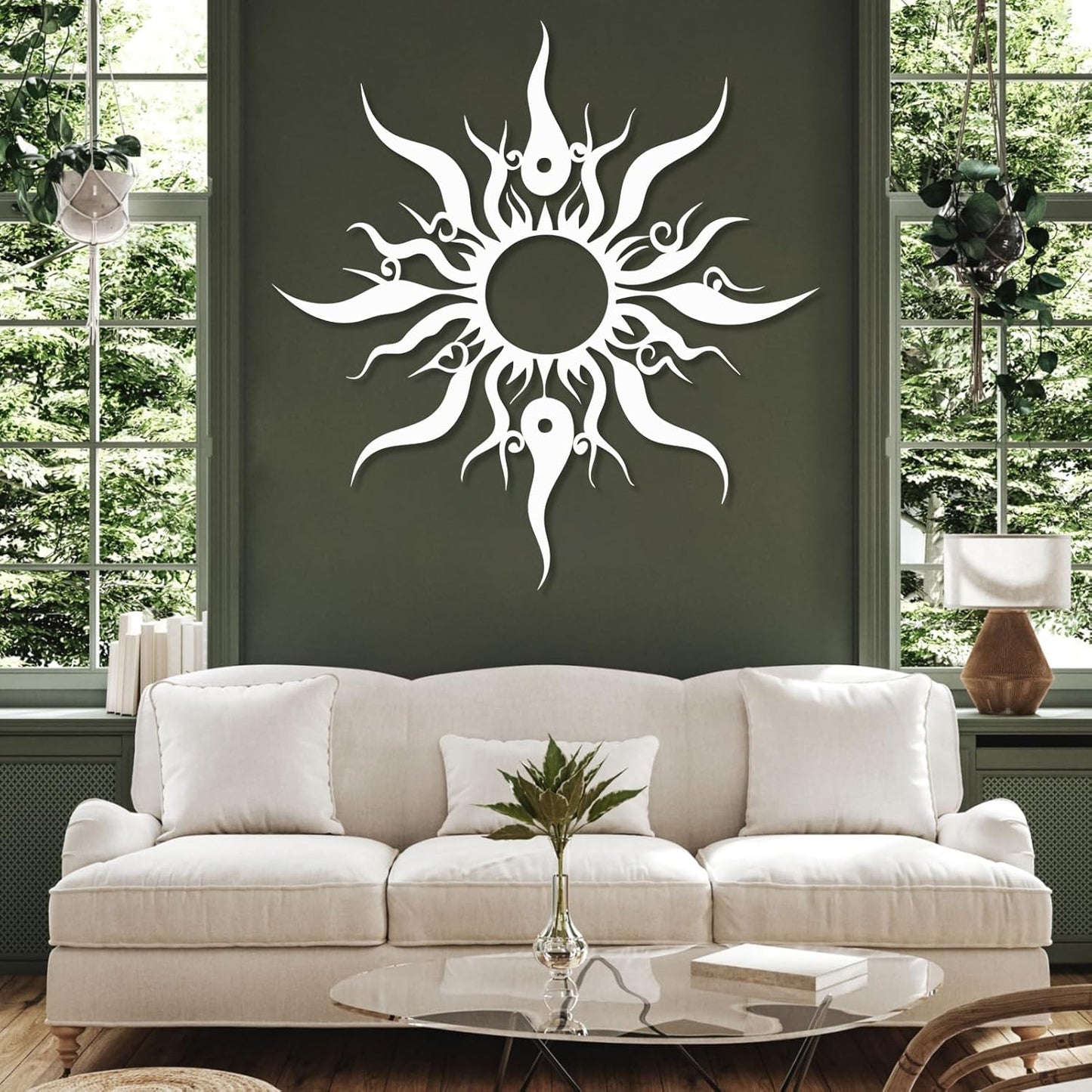 Hotuijxca Metal Wacky Sun Wall Art, Wacky Sun Metal Decor for Livingroom, Bedroom (Black, 28"x27"/70x67cm, metal wall art)