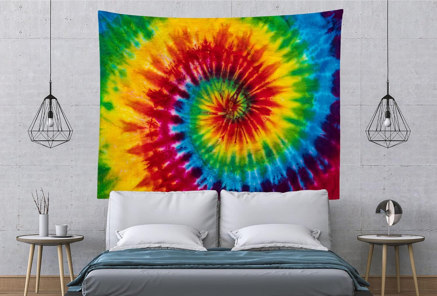 Loccor 10x6.5ft Tie Dye Tapestry Colorful Red Blue Yellow Green Orange Purple Retro Abstract Psychedelic Swirl Wall Hanging Living Room Bedroom Dorm Home Decor （Pattern Painted on Polyester Fabric）