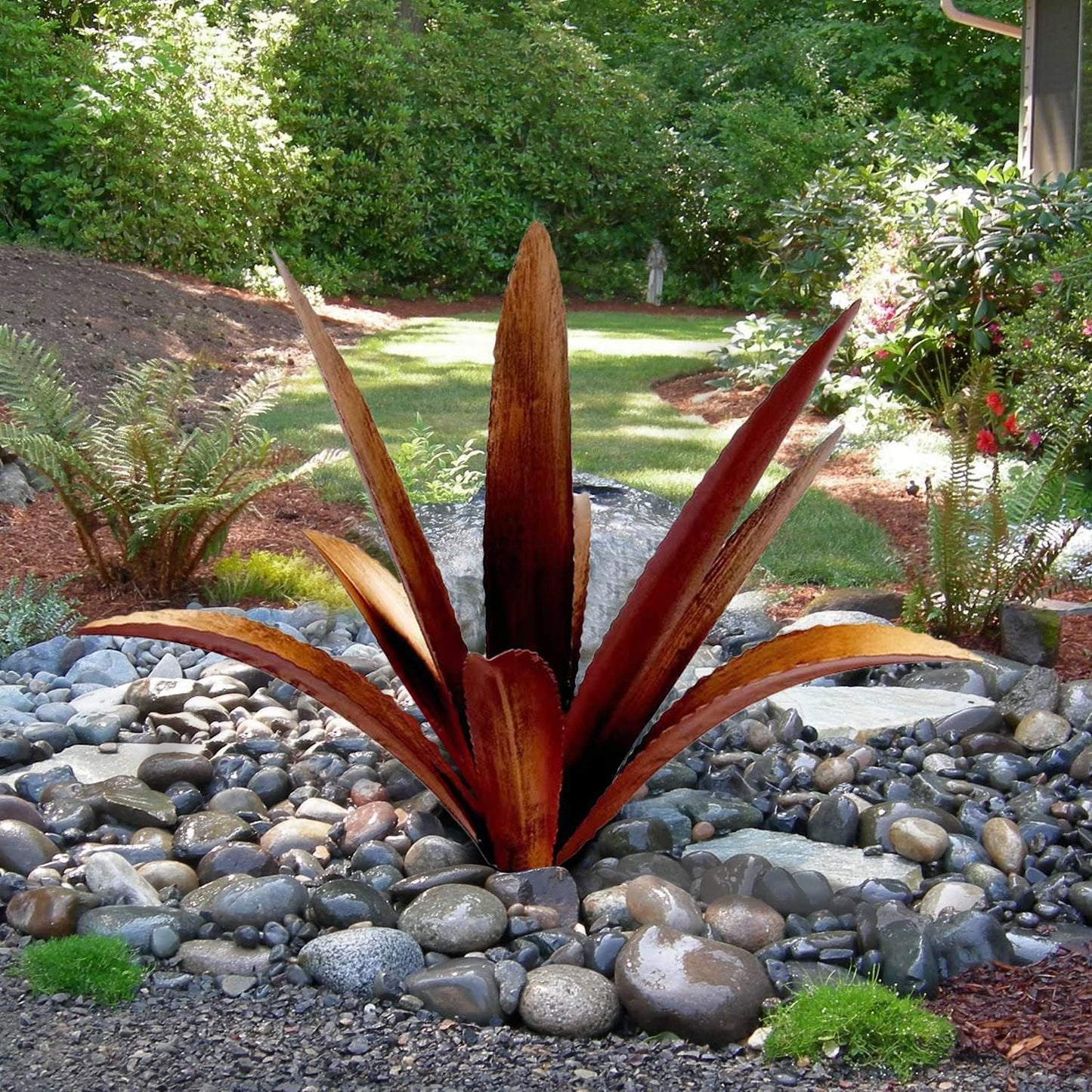 DIY Metal Agave Plant Art Yard Tequila Art Sculpture, Tequila Rustic Garden Sculpture Statue Outdoor Decor,Agave Metal Plants for Yard, Garden Lawn Ornaments (9 Leaves -Yellow)