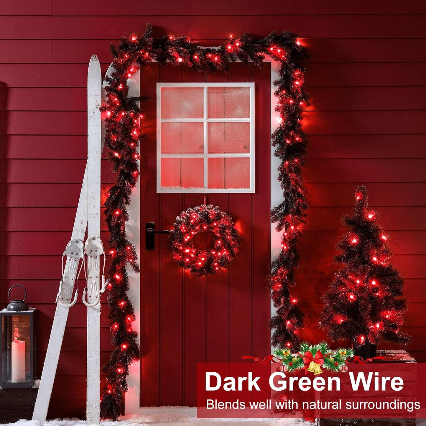 262FT 800 LED Christmas Lights, Plug in Christmas Tree Lights Outdoor with Timer and 8 Modes, Green Wire Waterproof String Light for Indoor House Yard Patio Wedding Decorations, Red
