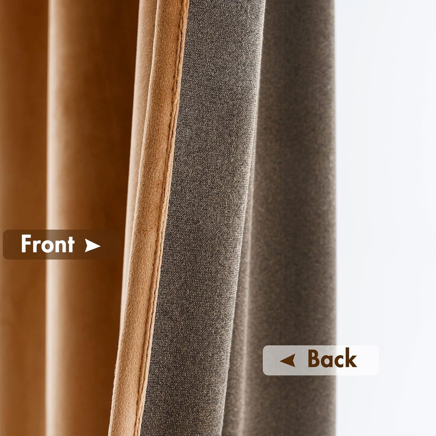 MIULEE Gold Brown Velvet Curtains Thermal Insulated Blackout Curtain Fall Drapes for Bedroom Living Room Darkening 84 Inches Long Curtains Panels Rod Pocket Set of 2
