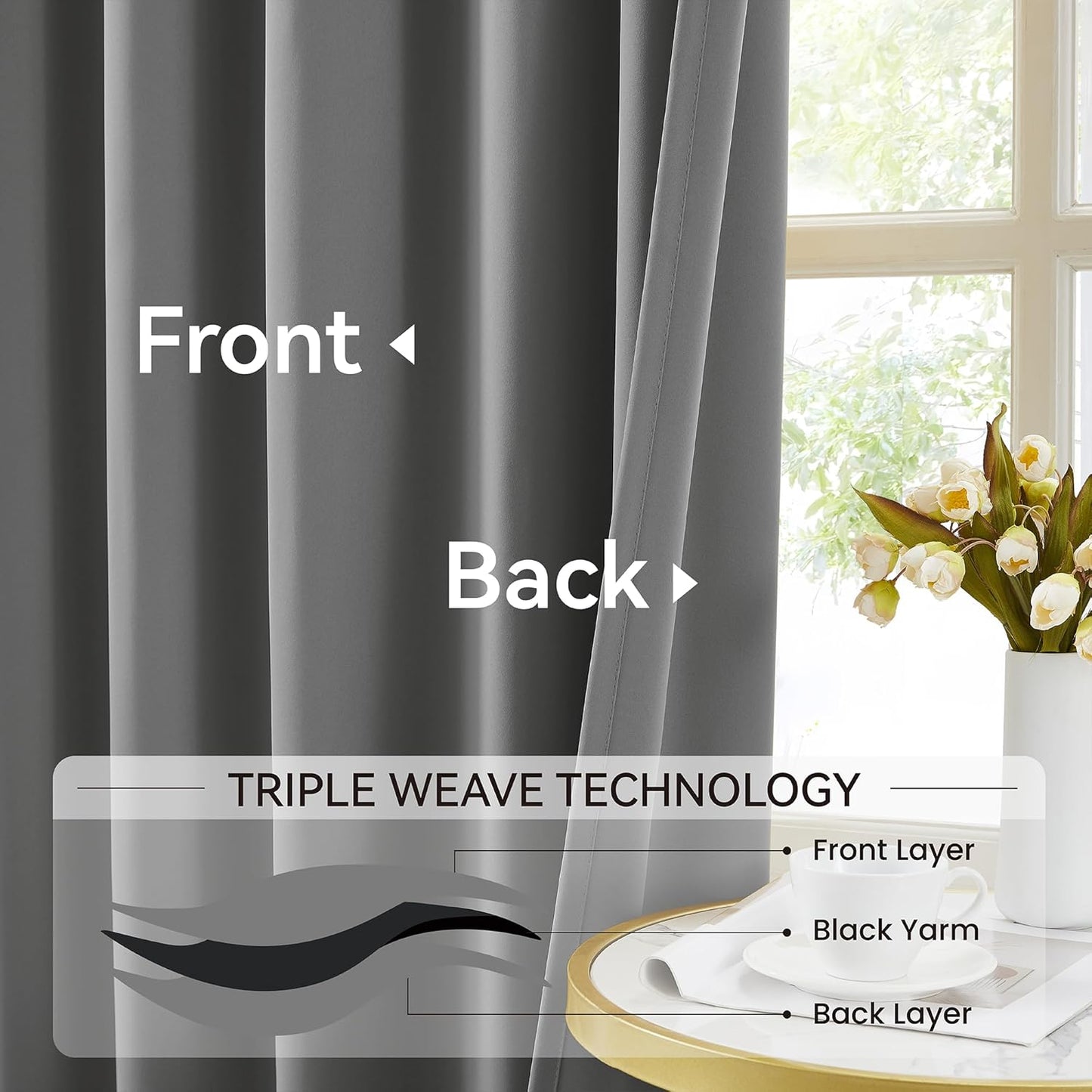 KangBang Grey Pinch Pleated Curtains 90 Inches Long for Bedroom, Blackout Energy Saving Neutral Modern Alloy Pinch Pleat Curtains & Drapes with Adjustable Hooks 2 Panels,40Wx90L