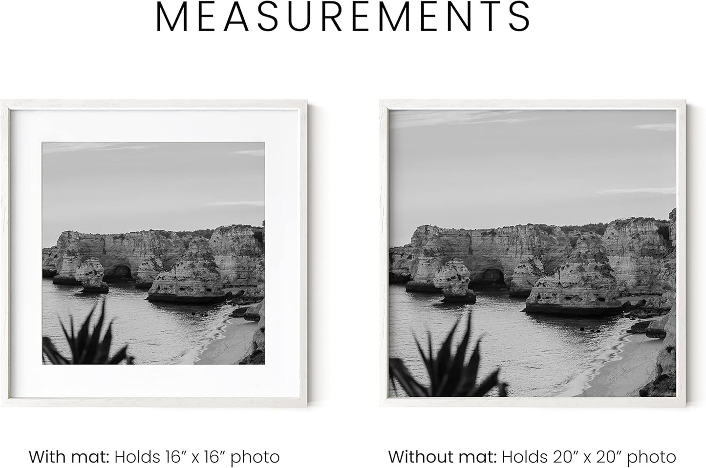 HAUS AND HUES Square Picture Frames - Set of 15, 20x20 White Oak Frames with Mat for Gallery Wall