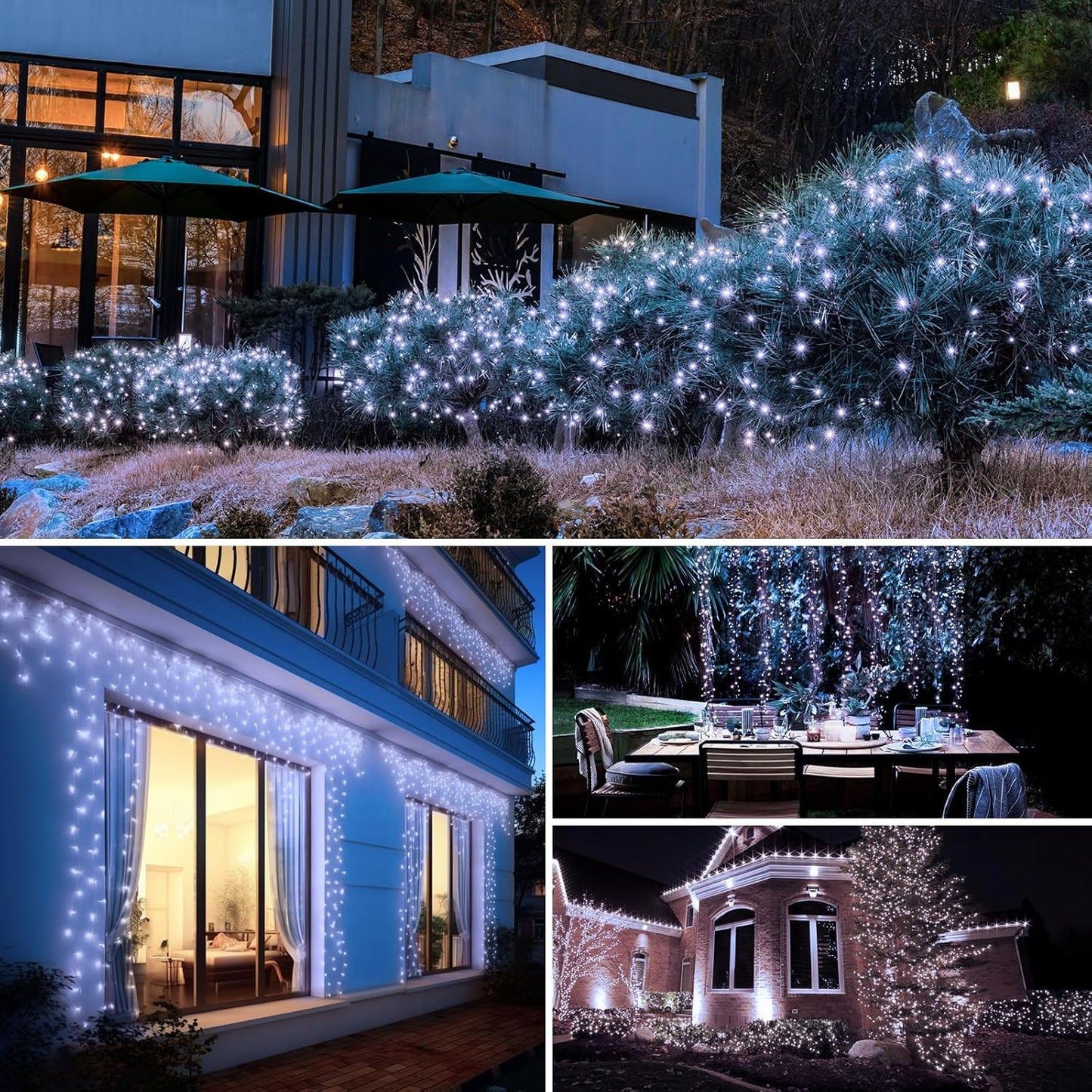 btfarm Solar String Lights for Outside - 80LED 33FT Solar Fairy Lights Outdoor Waterproof 8 Modes, Copper Wire Solar Powered Twinkle Lights for Tree Garden Christmas Wedding Party Decor, Cool White