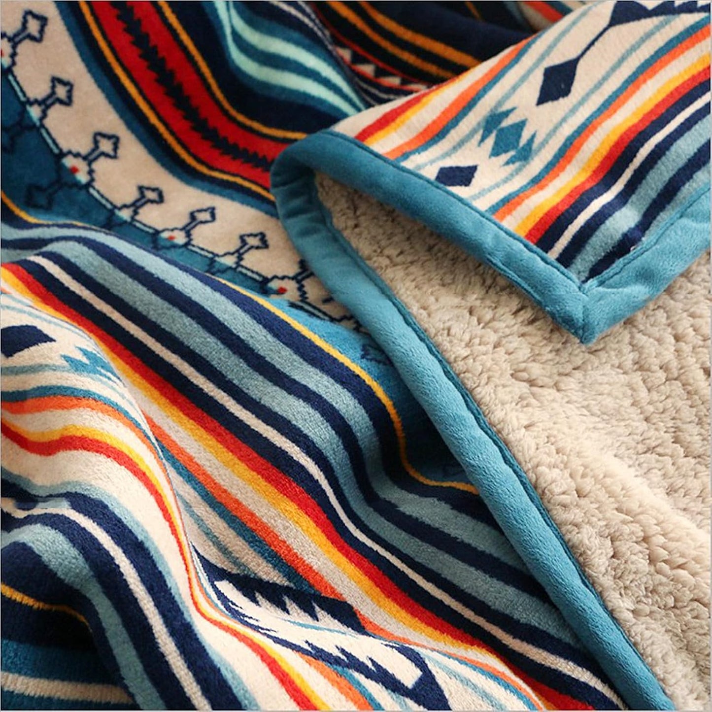 UKELER Boho Sherpa Throw Blanket Queen Size 80'' x 90'', Southwestern Aztec Throw Blanket for Bed/Couch/Sofa/Camping, Great Gift for Mother's Day, Father's Day, Thanksgiving, Christmas,New Year's Day