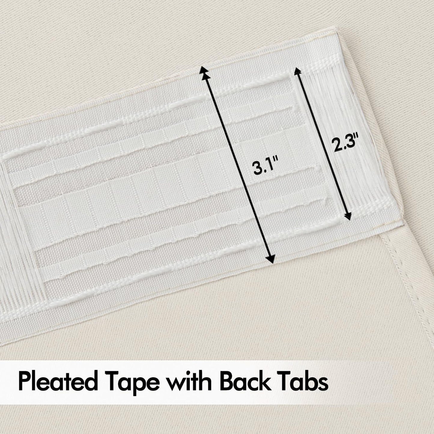 MIULEE Ivory Back Tab Blackout Curtains 90 Inches Long 2 Panels Set for Living Room Bedroom Privacy, Rod Pocket/Pinch Pleat Thermal Insulated Room Darkening Pleated Light Blocking Drapes