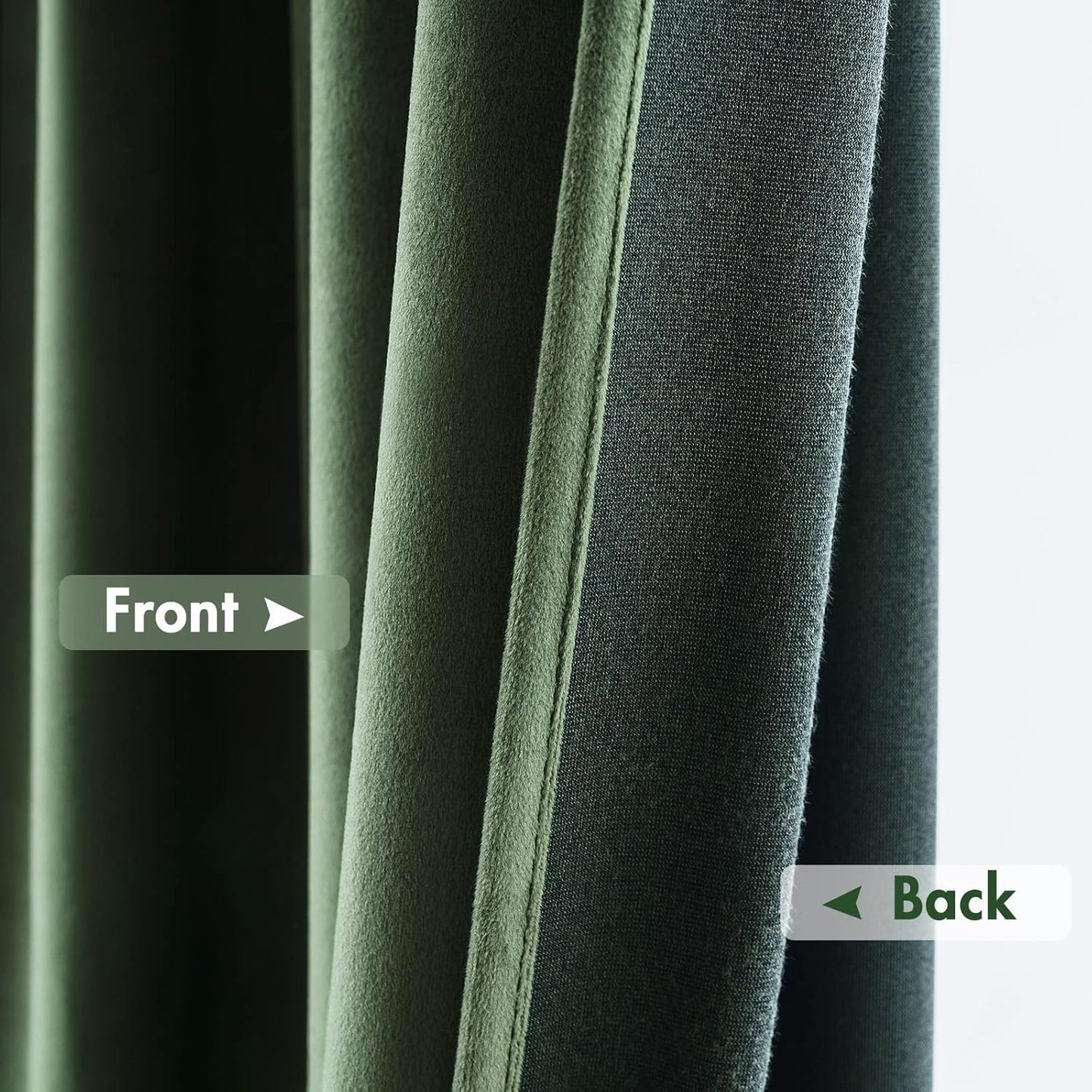 MIULEE Olive Green Velvet Curtains Thermal Insulated Blackout Curtain Drapes for Bedroom Living Room Darkening 105 Inches Long Curtains Panels Rod Pocket Set of 2