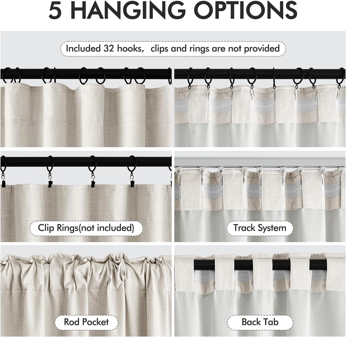 MIULEE 100% Blackout Curtains 90 Inch Long 2 Panels Set for Bedroom, Thick Luxury Faux Linen Black Out Curtain Room Darkening Back Tab Pleat Window Textured Drapes with Hooks for Living Room, Birch