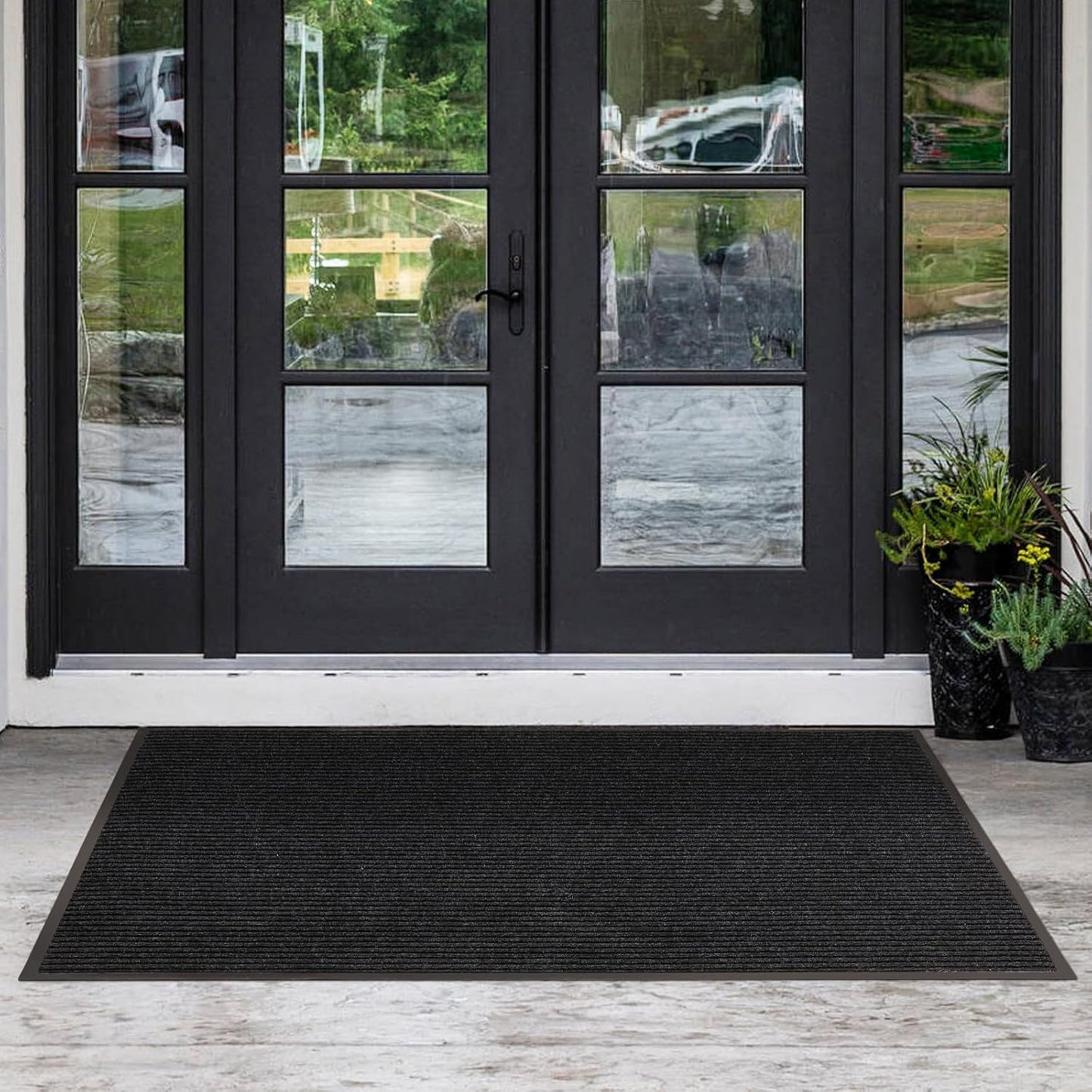 Large Front Door Mat, 72" x 48" Durable Front Doormat, Heavy Duty Large Welcome Door Matt for Home Entrance, No Slip Rubber Low Profile Door Mats for High Traffic Area