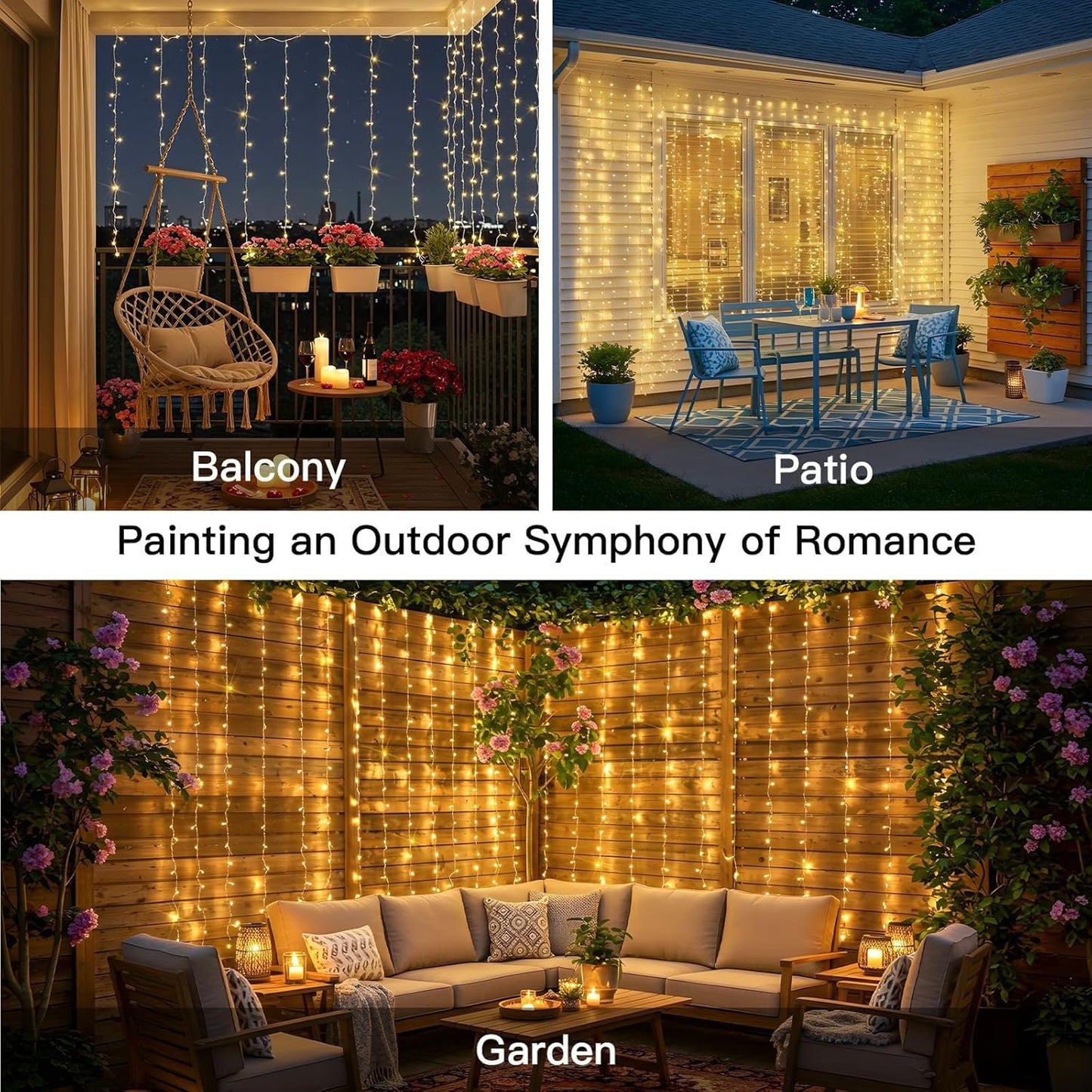 suddus Curtain Lights for Bedroom, 200 Led Hanging String Light Outdoor, Fairy Curtain Lights Indoor for Christmas, Dorm, Wall, Backdrop, Window, Wedding, Party, Birthday Decor, Warm White