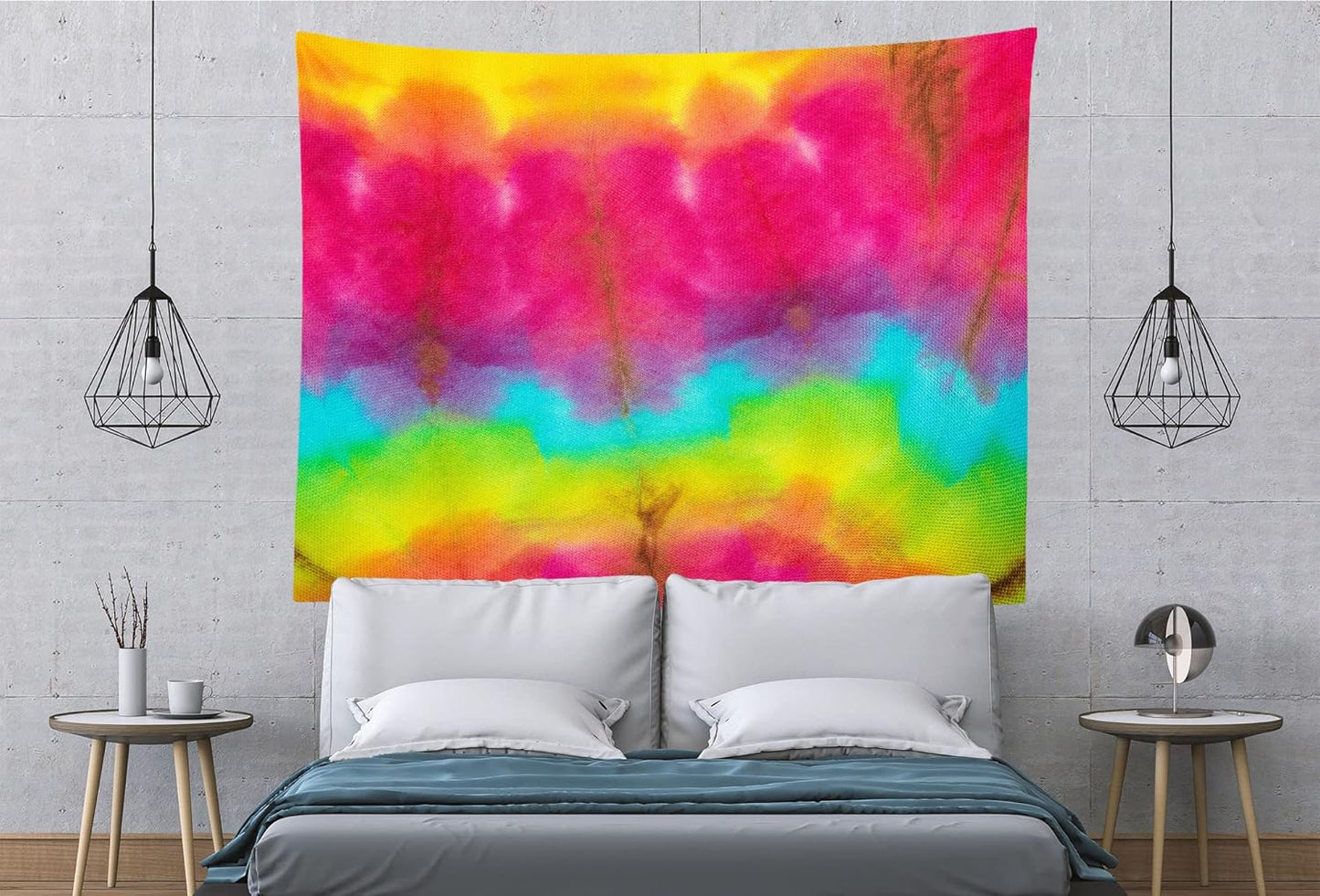 BELECO Tie Dye Tapestry Wall Hanging 106x70 Inch Fabric Tie Dye Color Texture Background Tapestry Groovy Sign Rainbow Tapestry Hippie Tie Dye Tapestries for Bedroom Living Room Dorm Decor