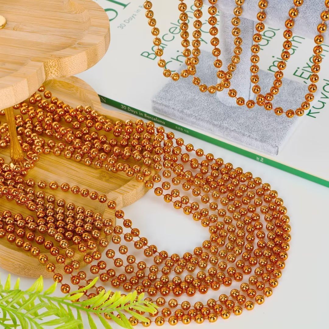 50PCS Bead Necklace, Orange Bead Necklaces Party Favors Bulk, 33" Mardi Gras Necklaces, Festival Parade Throw Accessories for Mardi Gras Halloween Wedding Party Celebrations Decorations