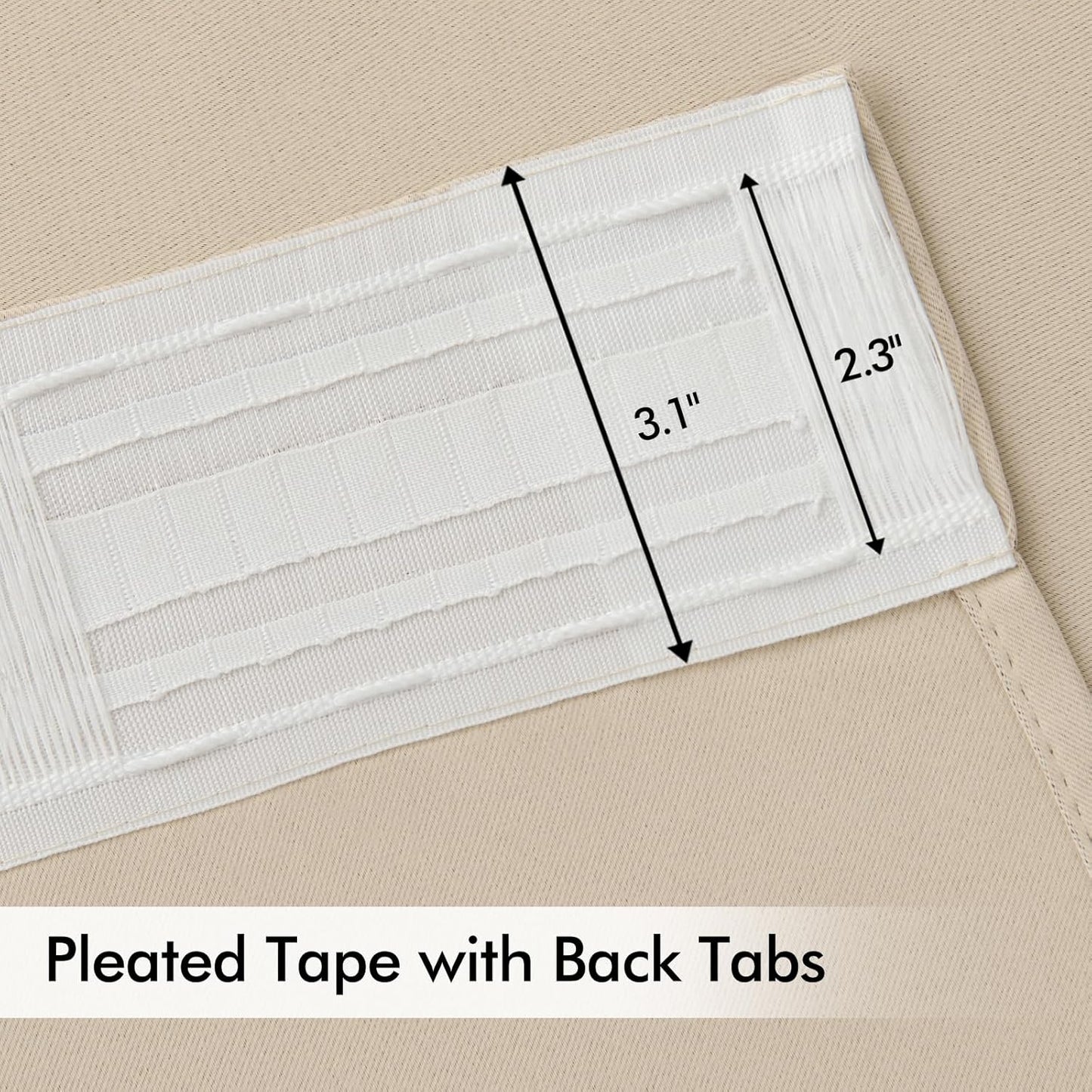 MIULEE Cream Beige Back Tab Light Blocking Curtains 63 Inch Length 2 Panels Set for Living Room Bedroom Privacy, Rod Pocket/Pinch Pleat Thermal Insulated Room Darkening Pleated Blackout Drapes